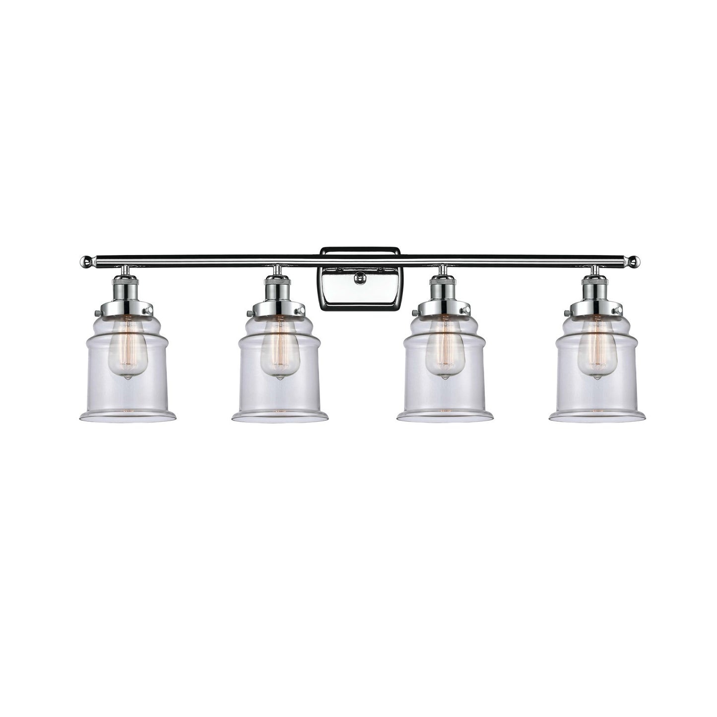 Innovations Canton 36in 4-Light Bath Vanity Light | Modern Transitional Polished Chrome and Clear Glass Schoolhouse Shade | Model 916-4W-PC-G182