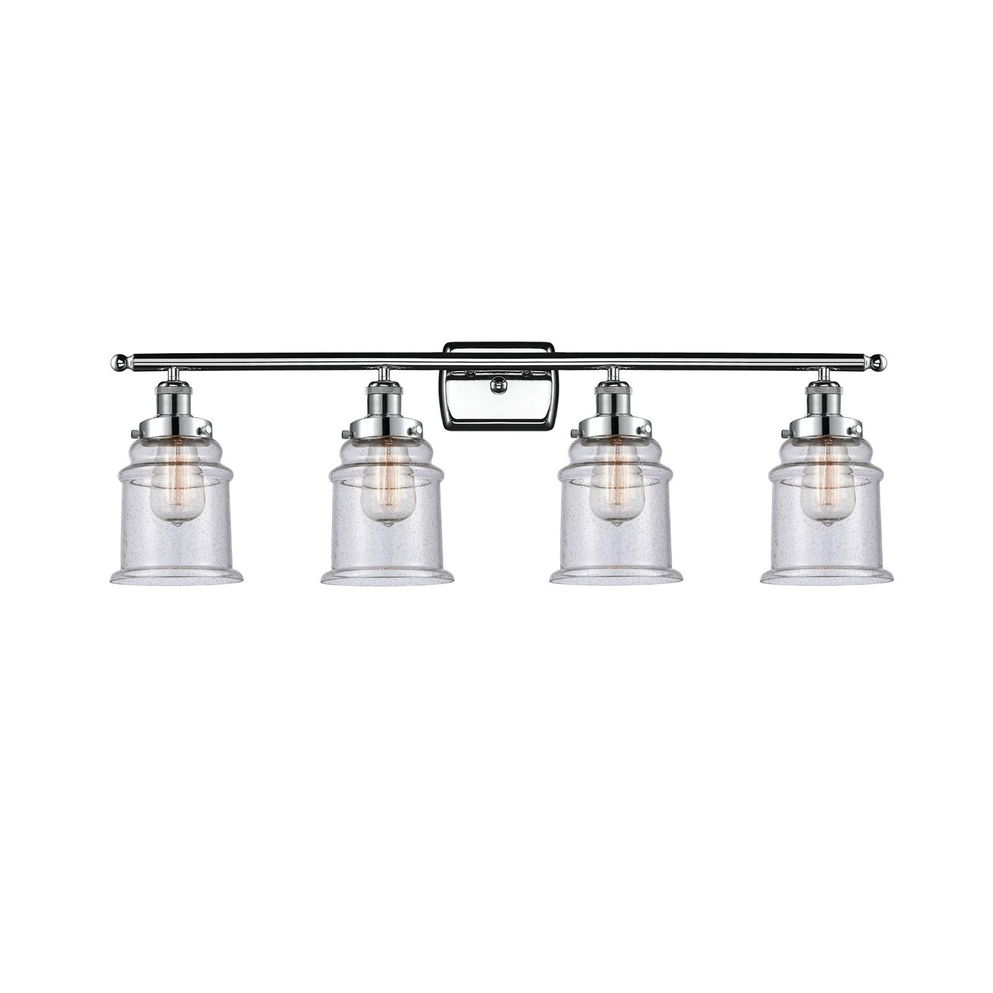 Innovations Canton 36in 4-Light Bath Vanity Light | Modern Transitional Polished Chrome and Seedy Glass Schoolhouse Shade | Model 916-4W-PC-G184
