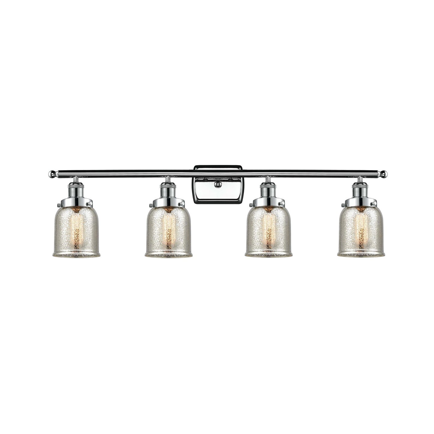 Innovations Bell 36in 4-Light Bath Vanity Light with LED Bulbs | Industrial Polished Chrome and Silver Plated Mercury Glass Bell | Model 916-4W-PC-G58-LED