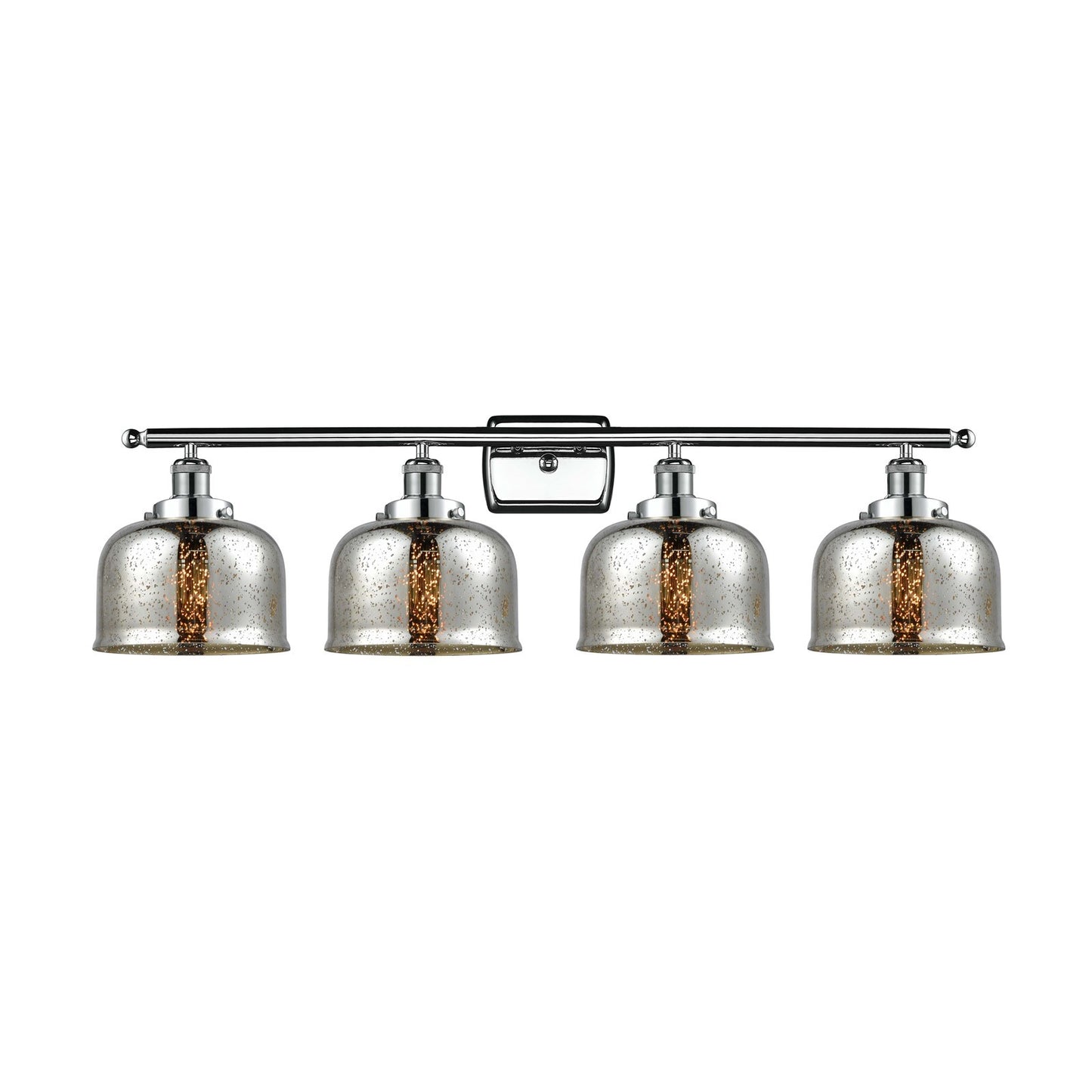 Innovations Bell 38in 4-Light Bath Vanity Light | Industrial Polished Chrome Steel and Silver Plated Mercury Glass | Bathroom | Model 916-4W-PC-G78-LED