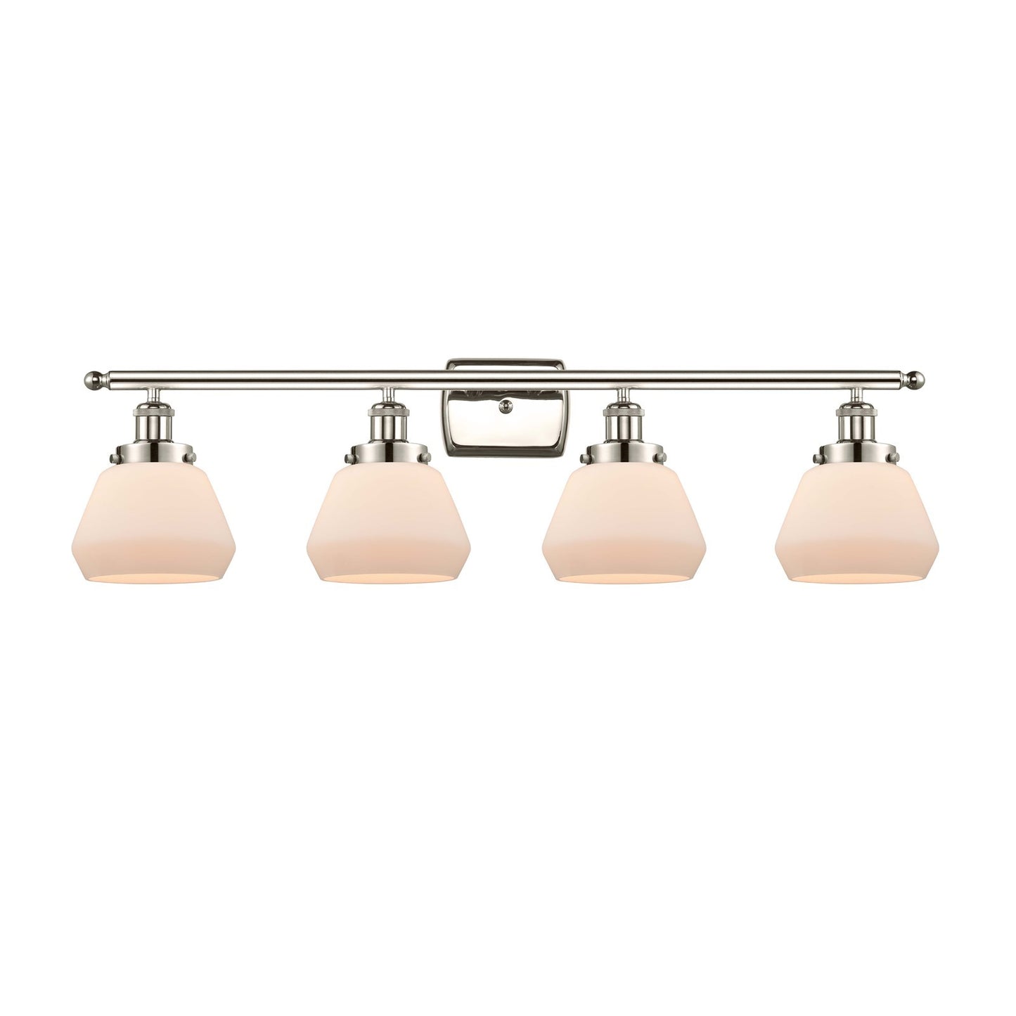 Innovations Fulton 37in 4-Light Bath Vanity Light | Modern Transitional Polished Nickel Steel and Matte White Frosted Glass | Model 916-4W-PN-G171