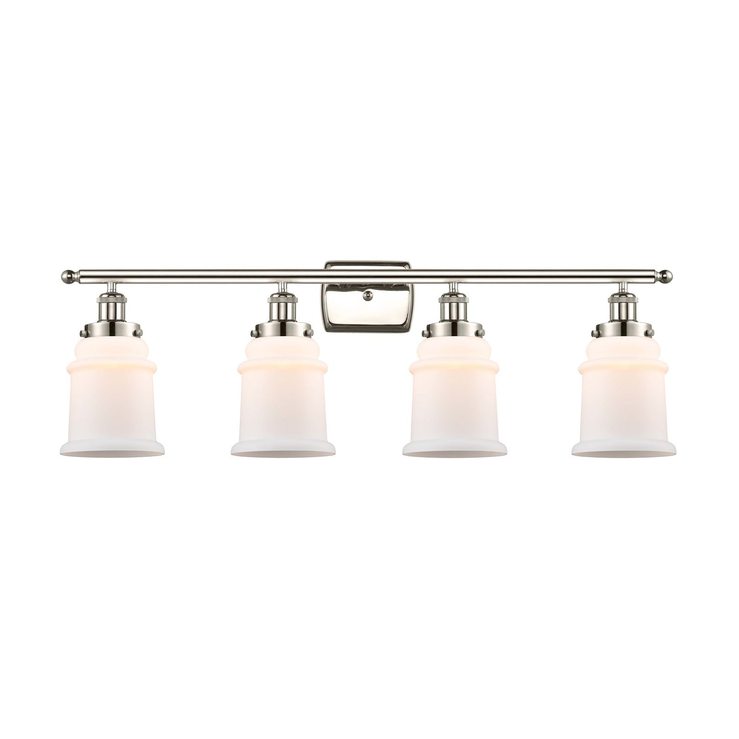 Innovations Canton 36in 4-Light Bath Vanity Light | Modern Transitional Polished Nickel Steel and Matte White Frosted Glass | Model 916-4W-PN-G181