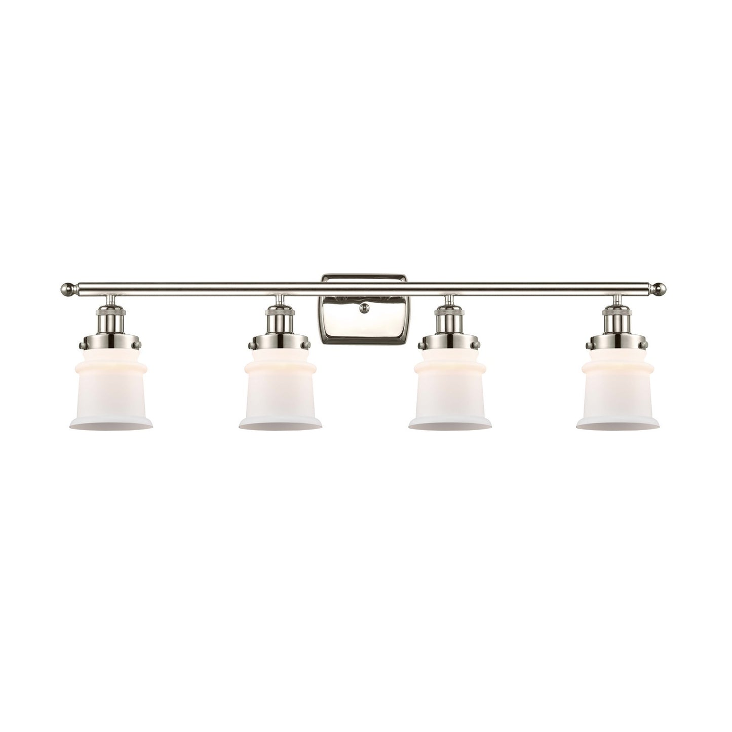 Innovations Canton 35.25in 4-Light Bath Vanity Light | Modern Transitional Polished Nickel Steel and Matte White Frosted Glass | Model 916-4W-PN-G181S