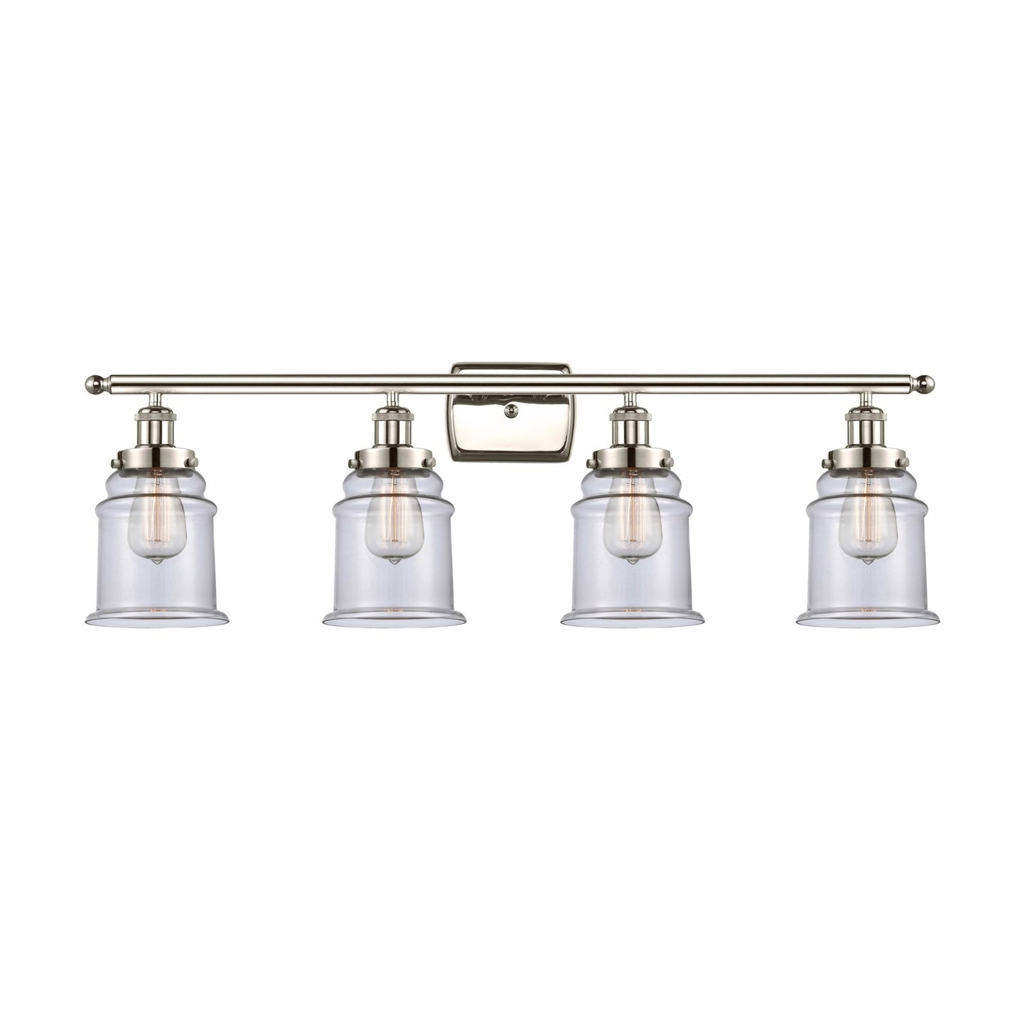 Innovations Canton 36in 4-Light Bath Vanity Light | Modern Transitional Polished Nickel Steel and Clear Glass | Bathroom Vanity | Model 916-4W-PN-G182