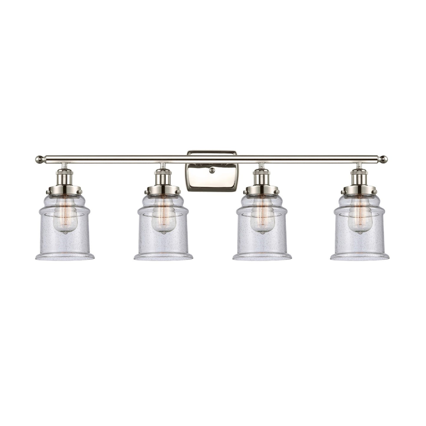 Innovations Canton 36in 4-Light Bath Vanity Light | Modern Transitional Polished Nickel Steel and Seedy Glass | Bathroom Vanity | Model 916-4W-PN-G184