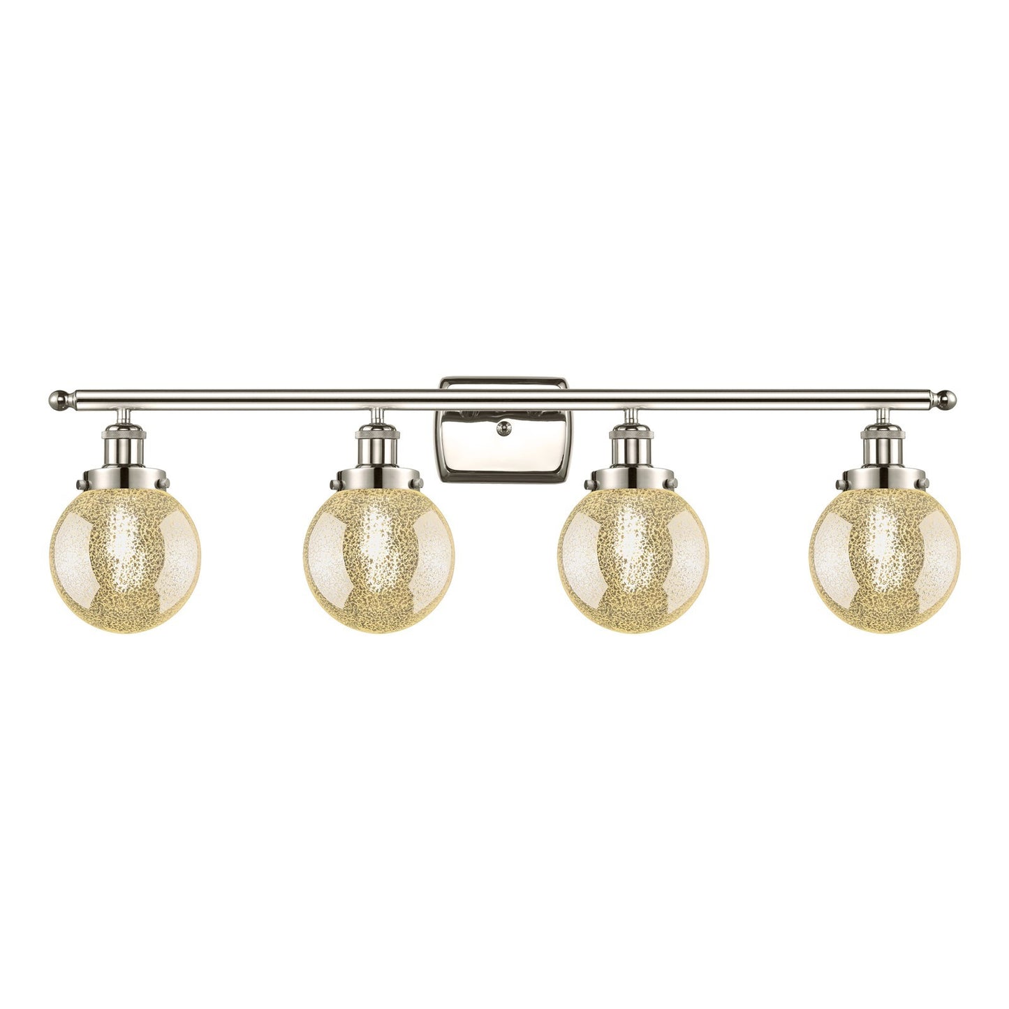 Innovations Beacon 36in 4-Light Bath Vanity Light | Modern Transitional Polished Nickel Steel and Mercury Seeded Glass Globe | Model 916-4W-PN-G208-6