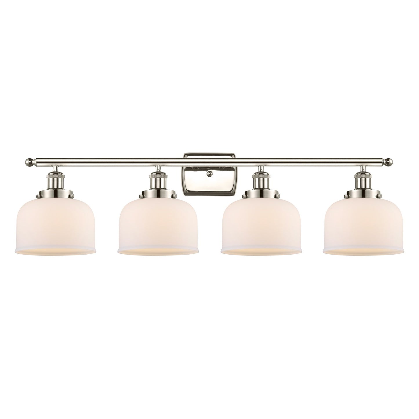 Innovations Bell 38in 4-Light Bath Vanity Light | Industrial Polished Nickel Steel and Matte White Frosted Glass | Bathroom | Model 916-4W-PN-G71-LED