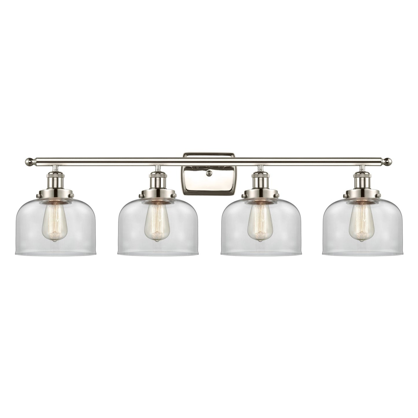 Innovations Bell 38in 4-Light Bath Vanity Light | Industrial Polished Nickel Steel and Clear Glass | Bathroom Vanity | 38 x 11 in | Model 916-4W-PN-G72-LED