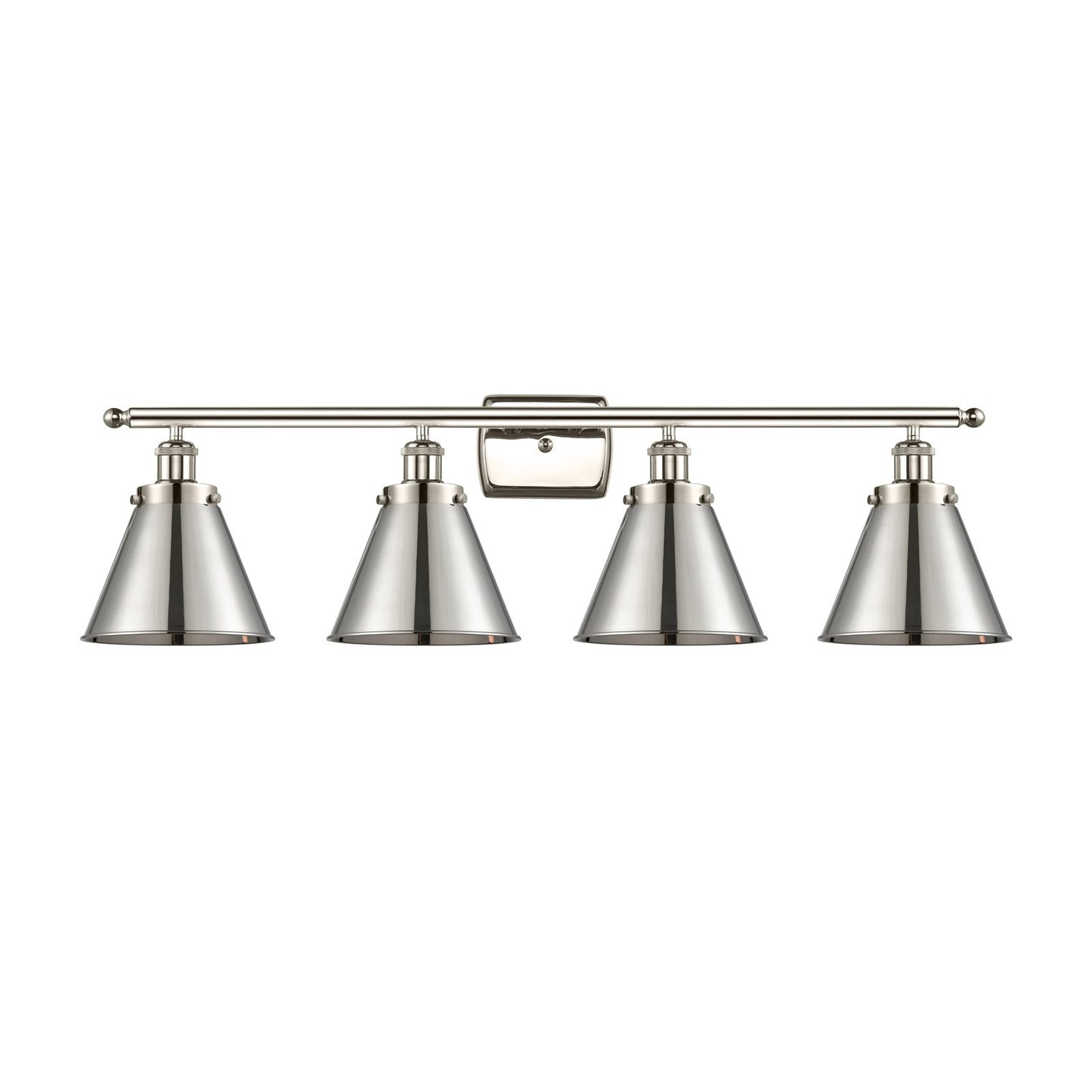 Innovations Appalachian 36in 4-Light Bath Vanity Light | Industrial Polished Nickel Metal Shade | Bathroom Vanity | 36 x 11 in | Model 916-4W-PN-M13-PN