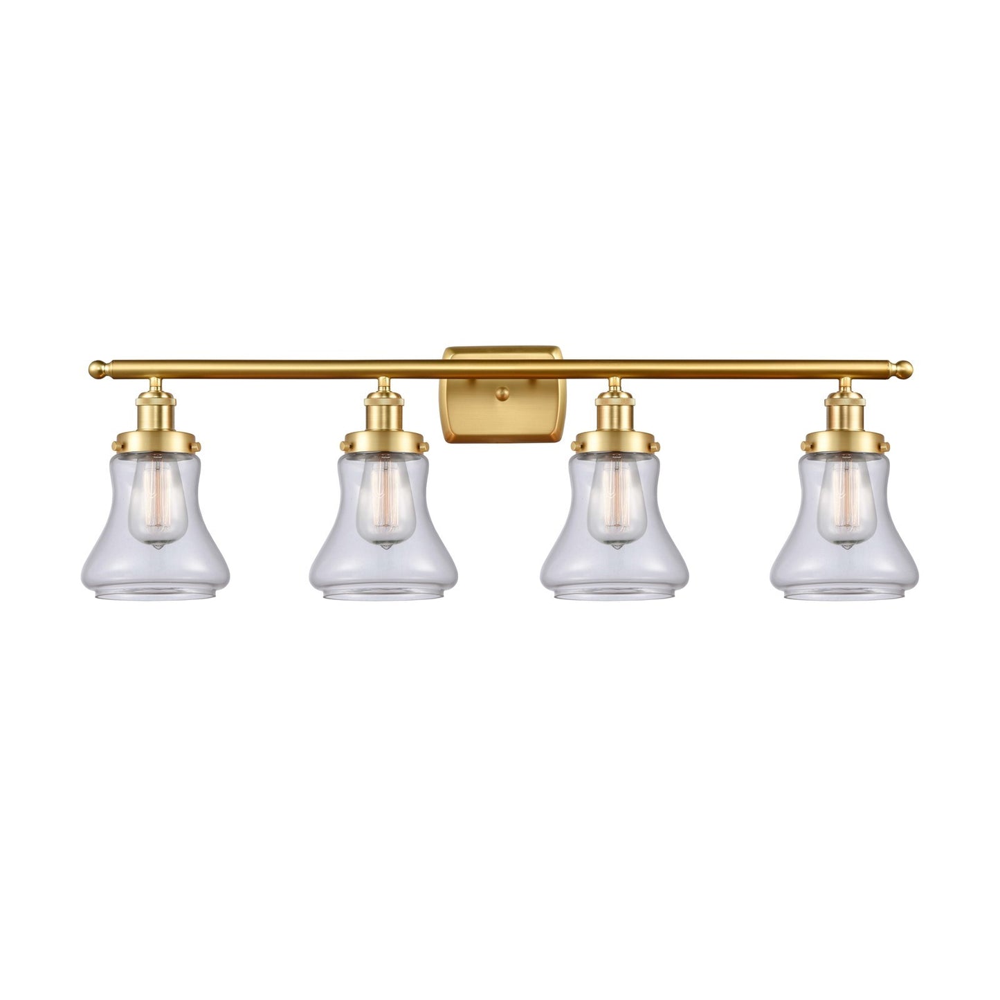 Innovations Bellmont 36.12in 4-Light Bath Vanity Light | Modern Contempo Satin Gold Steel and Clear Glass | Bathroom Vanity | Model 916-4W-SG-G192