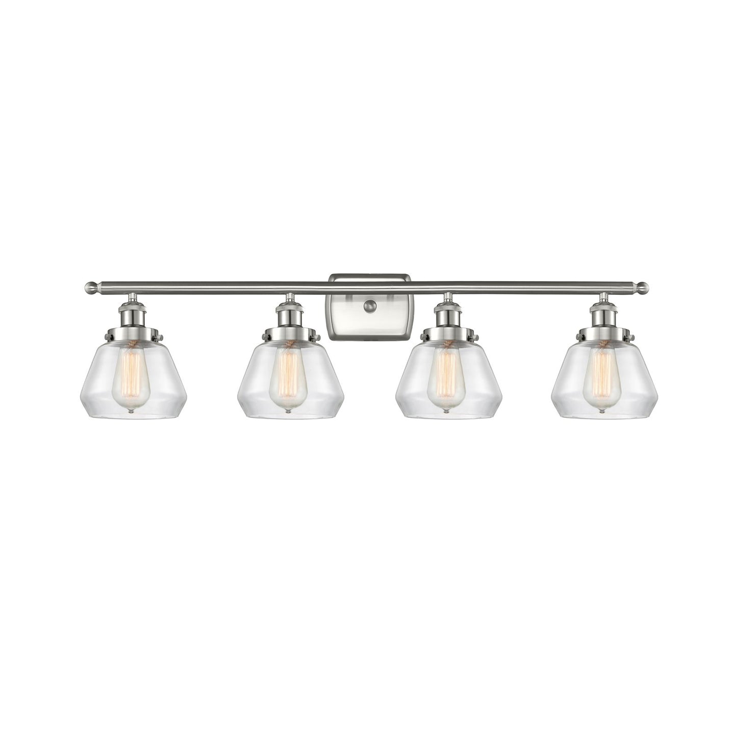 Innovations Fulton 37in 4-Light Bath Vanity Light | Modern Contempo Brushed Satin Nickel and Clear Glass | Bathroom Vanity | Model 916-4W-SN-G172