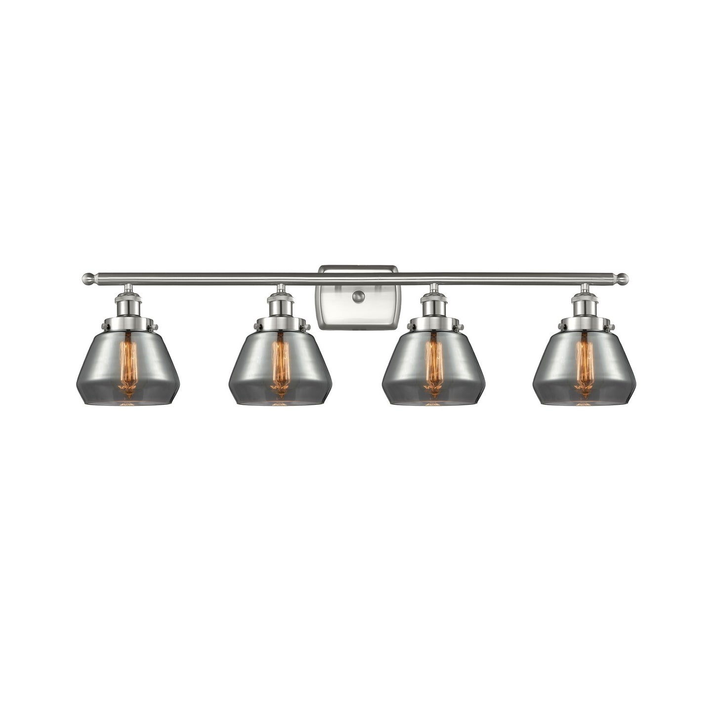 Innovations Fulton 37in 4-Light Bath Vanity Light | Modern Contempo Brushed Satin Nickel and Light Smoke Glass | Bathroom Vanity | Model 916-4W-SN-G173