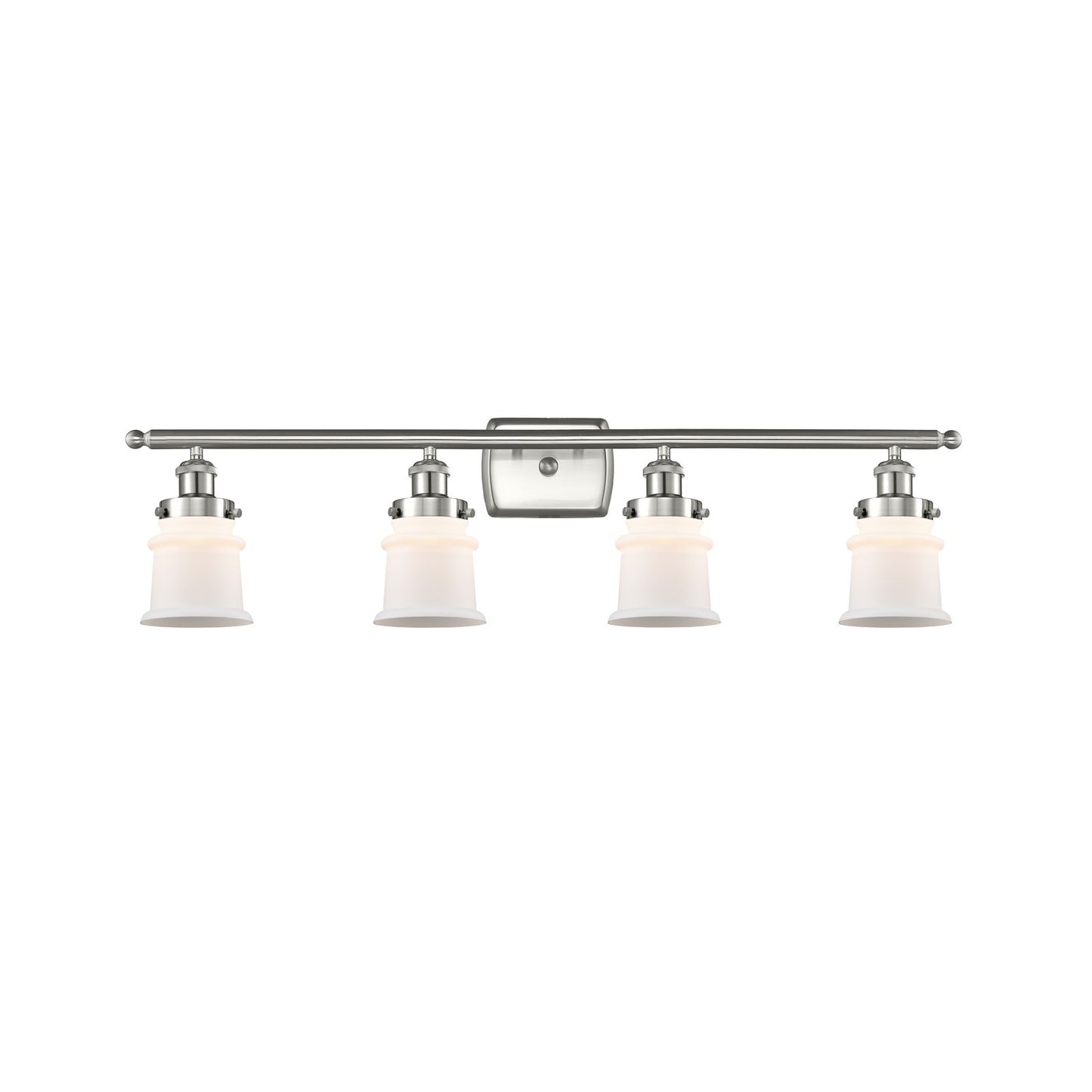 Innovations Canton 35.25in 4-Light Bath Vanity Light | Modern Transitional Brushed Satin Nickel and Matte White Frosted Glass | Model 916-4W-SN-G181S