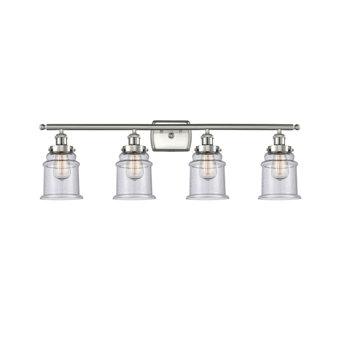 Innovations Canton 36in 4-Light Bath Vanity Light | Modern Transitional Brushed Satin Nickel and Seedy Glass | Bathroom Vanity | Model 916-4W-SN-G184