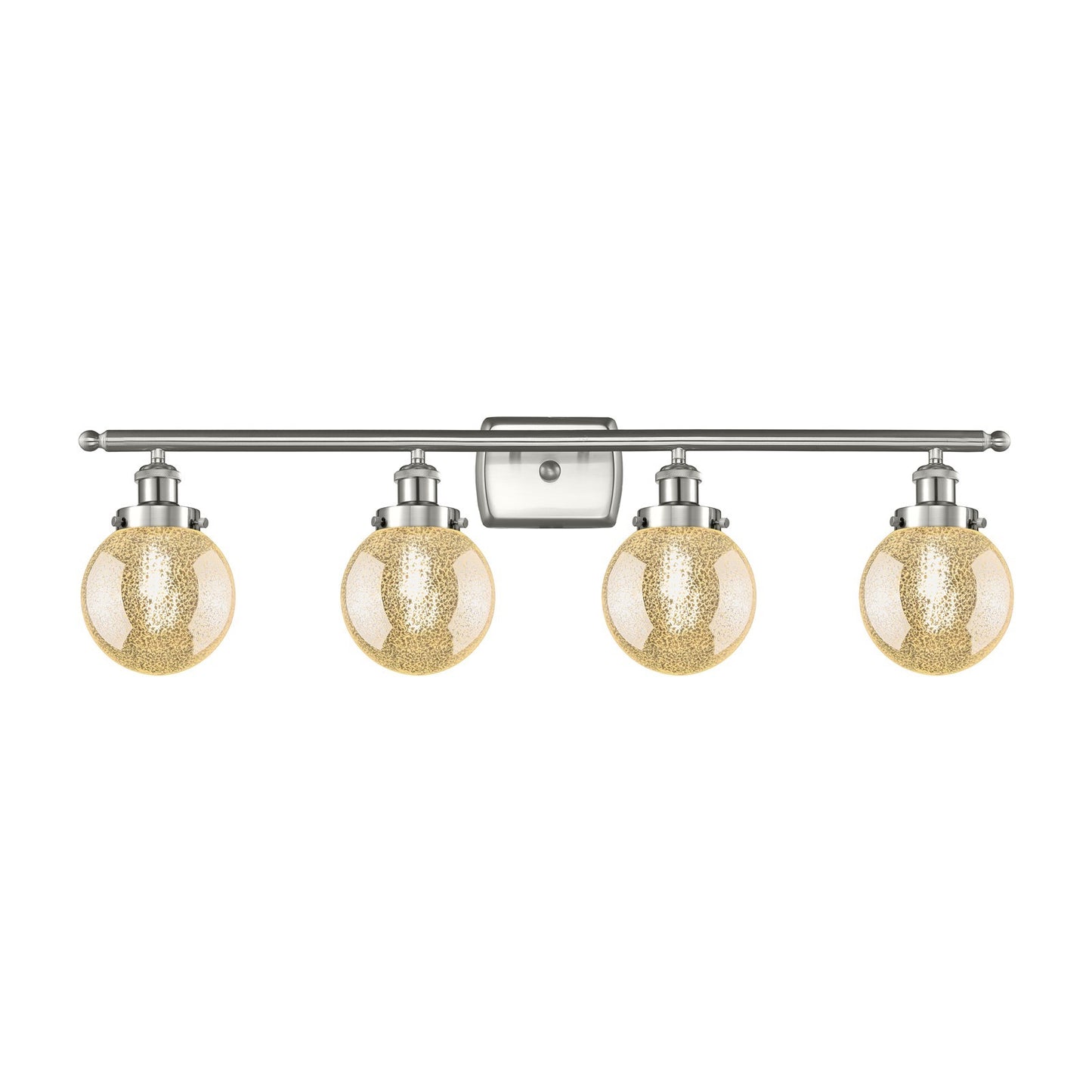 Innovations Beacon 36in 4-Light Bath Vanity | Modern Transitional Brushed Satin Nickel and Mercury Glass | Bathroom Vanity | Model 916-4W-SN-G208-6