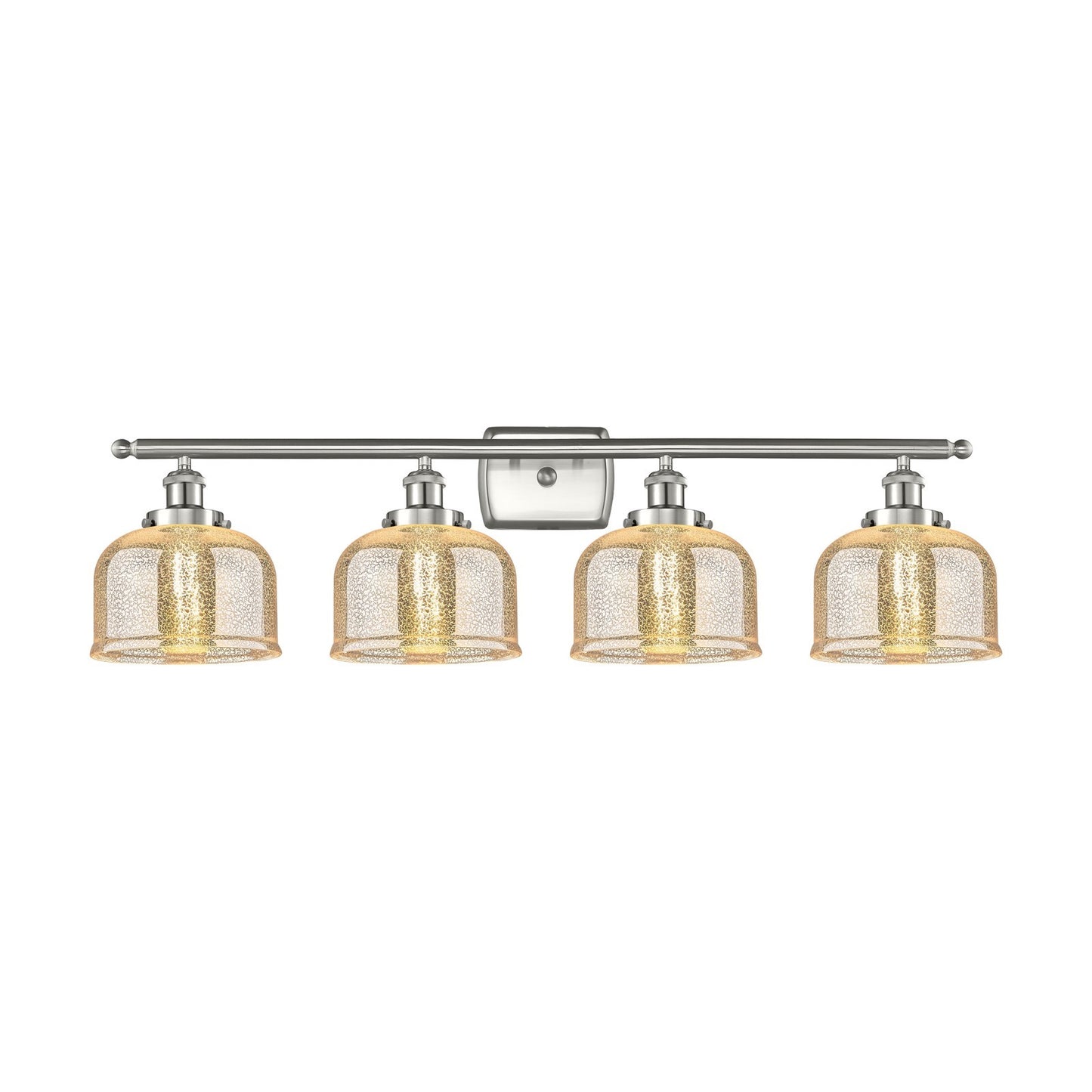 Innovations Bell 38in 4-Light Bath Vanity Light | Industrial Brushed Satin Nickel Steel and Silver Plated Mercury Glass | Bathroom | Model 916-4W-SN-G78
