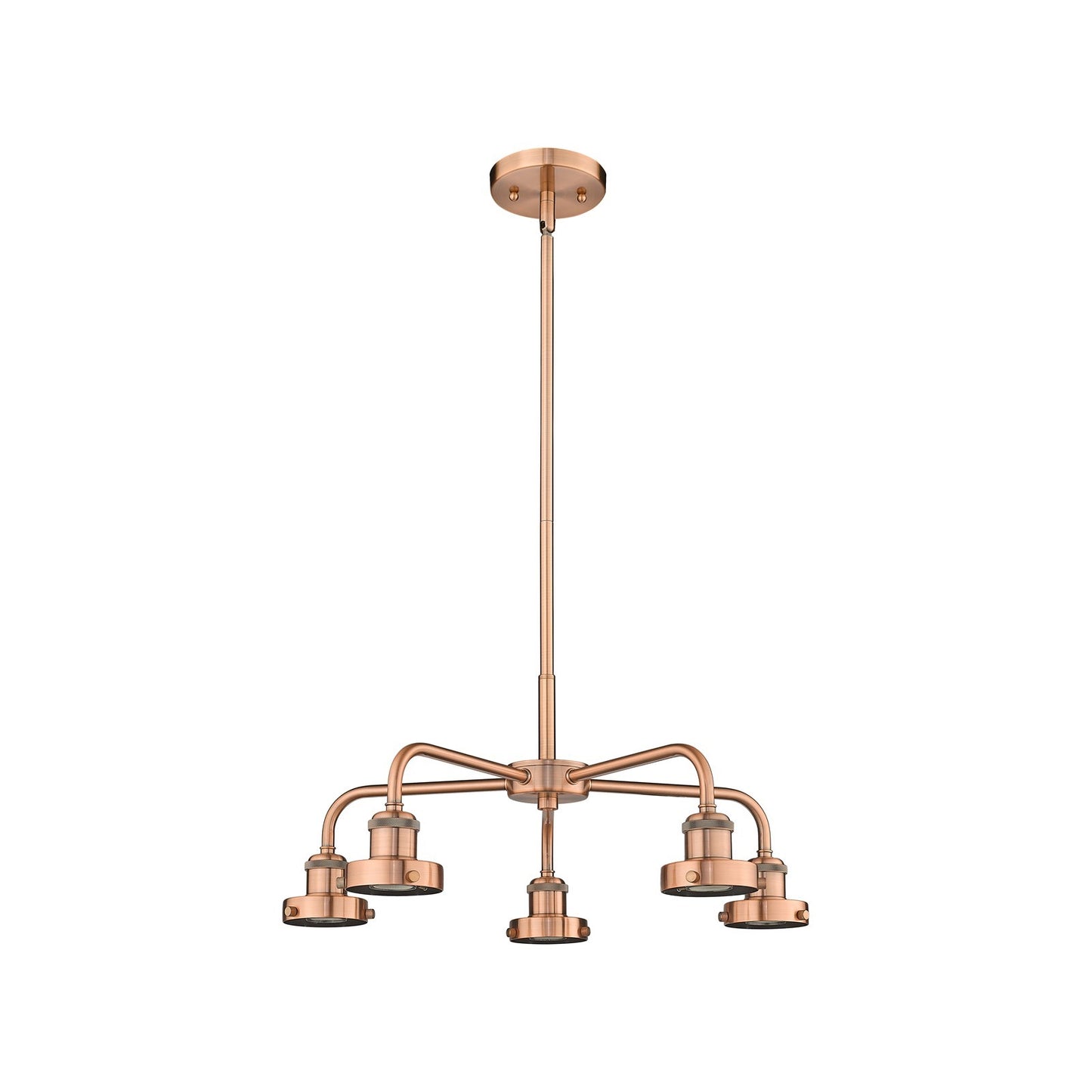 Innovations Ballston Urban 21in 5-Light Chandelier | Industrial Antique Copper Steel | Damp Rated Kitchen & Dining Room | Model 916-5CR-AC