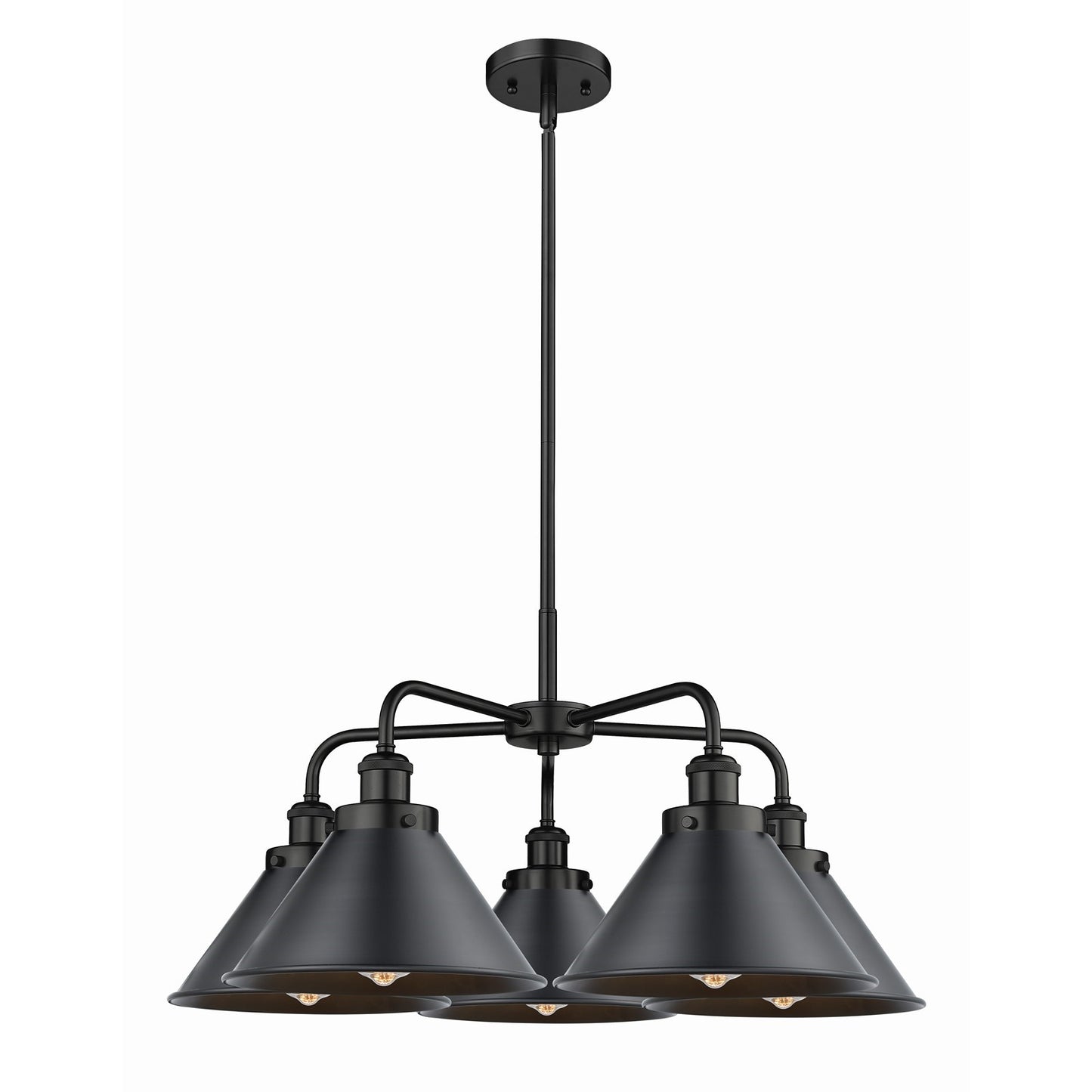 Innovations Ballston Urban 26.5in 5-Light Chandelier | Industrial Matte Black Steel and Matte Black Metal | Kitchen Island & | Model 916-5CR-BK-M10-BK