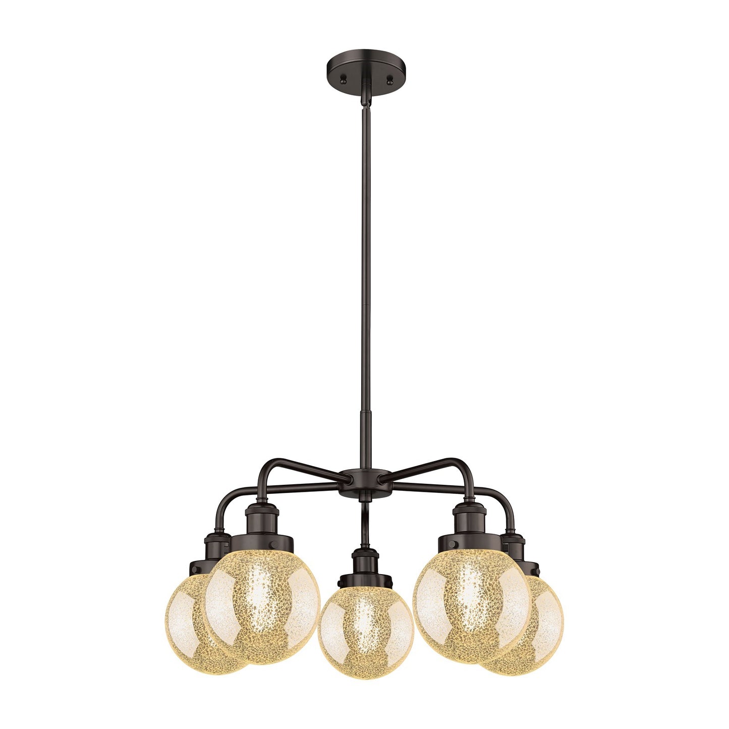 Innovations Beacon 24.5in 5-Light Chandelier | Industrial Oil Rubbed Bronze and Mercury Glass | Dining Room & Kitchen Island | Model 916-5CR-OB-G208-6