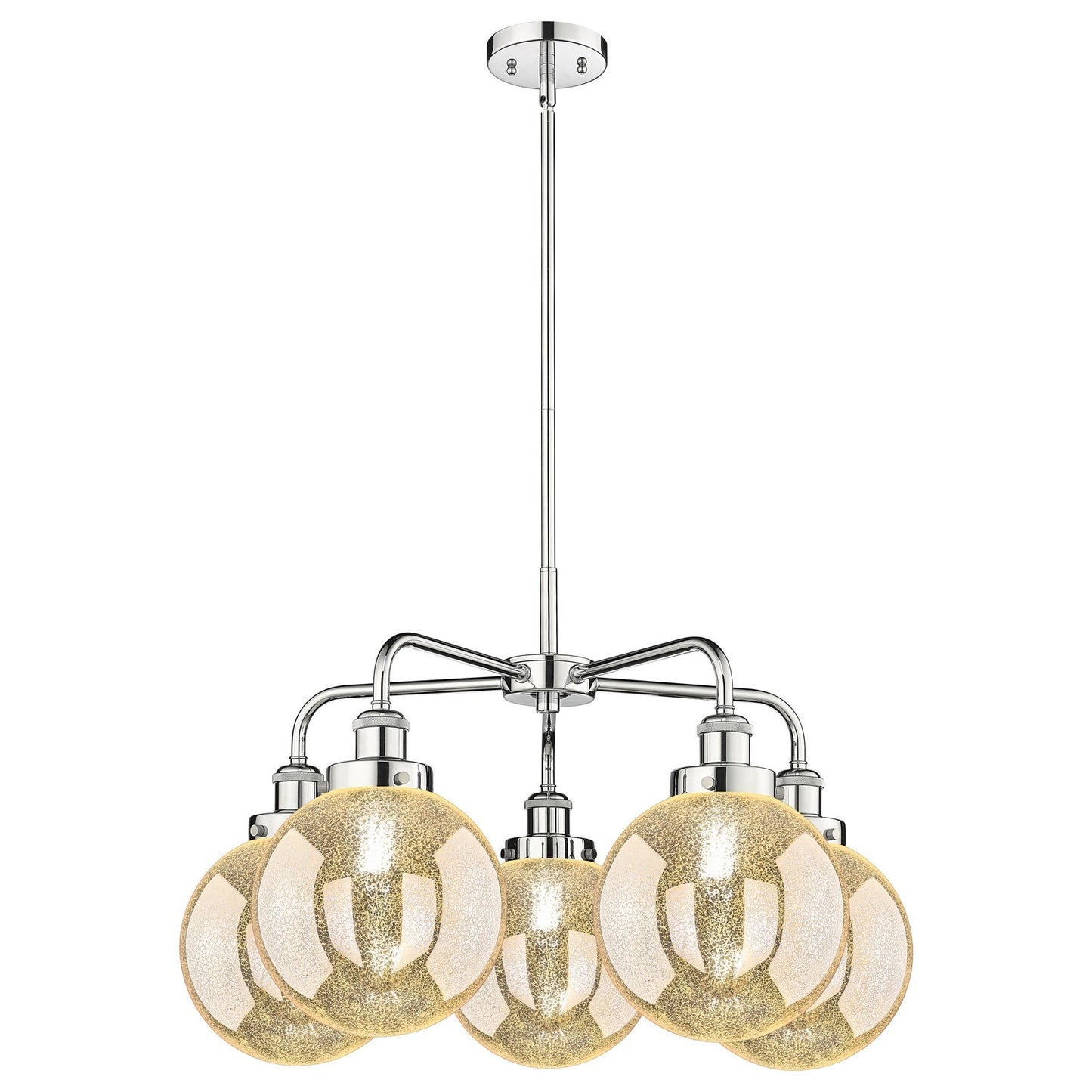 Innovations Beacon 27in 5-Light Chandelier | Polished Chrome Steel and Mercury Glass | Dining Room & Living Room | Model 916-5CR-PC-G208-8