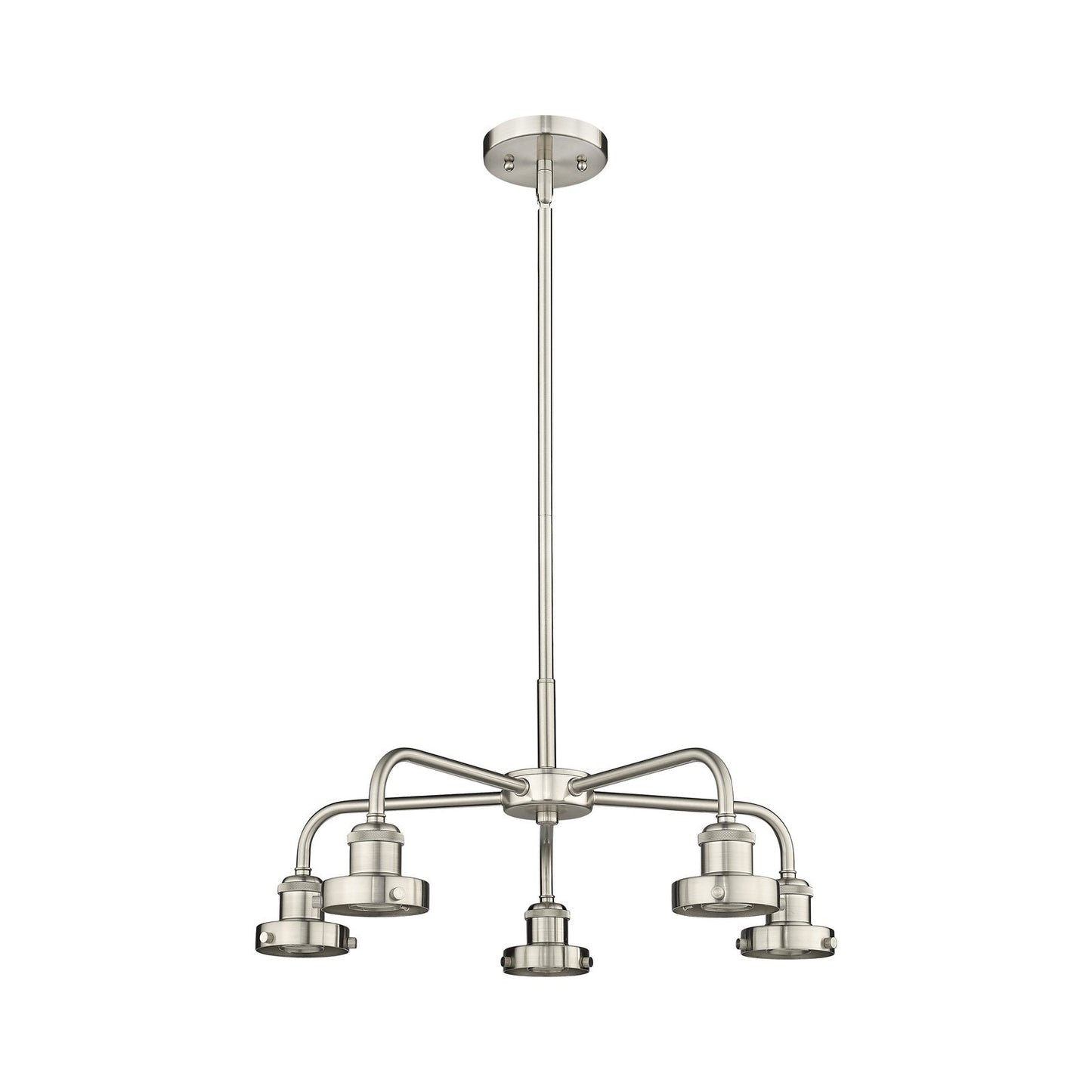 Innovations Ballston Urban 21.375in 5-Light Chandelier | Industrial Satin Nickel Steel | Kitchen Island & Dining Room | Model 916-5CR-SN