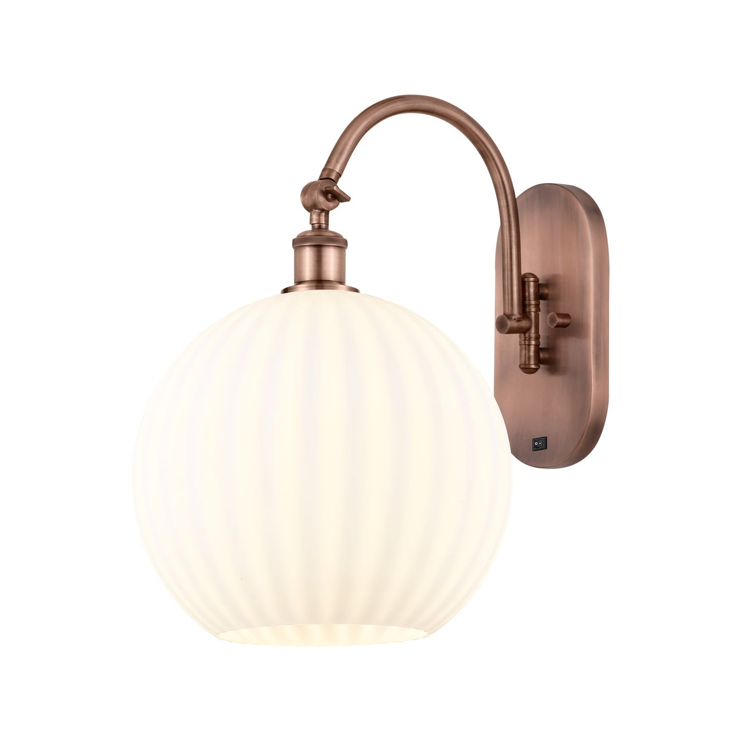 Innovations Ballston 12in 1-Light Wall Sconce | Industrial Antique Copper Steel and White Venetian Glass | Bathroom & Hallway | Model 918-1W-AC-G1217-12WV