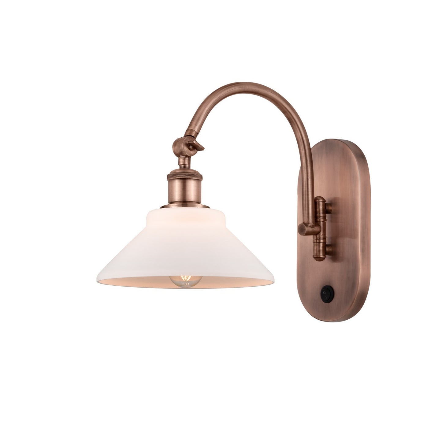 Innovations Orwell 8.38in 1-Light Wall Sconce | Industrial Modern Antique Copper and Matte White Glass | Entryway & Hallway Accent | Model 918-1W-AC-G131