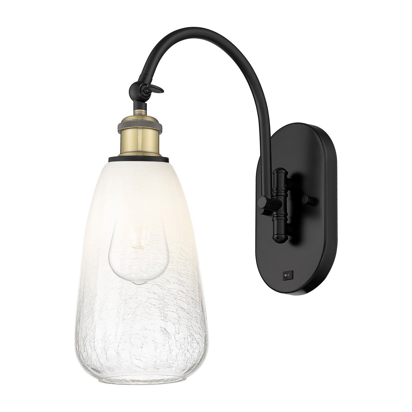 Innovations Brookhaven Almond 6in 1-Light Wall Sconce | Industrial Black Antique Brass and Opal Glass | Hallway & Bedroom | Model 918-1W-BAB-G480-6OP
