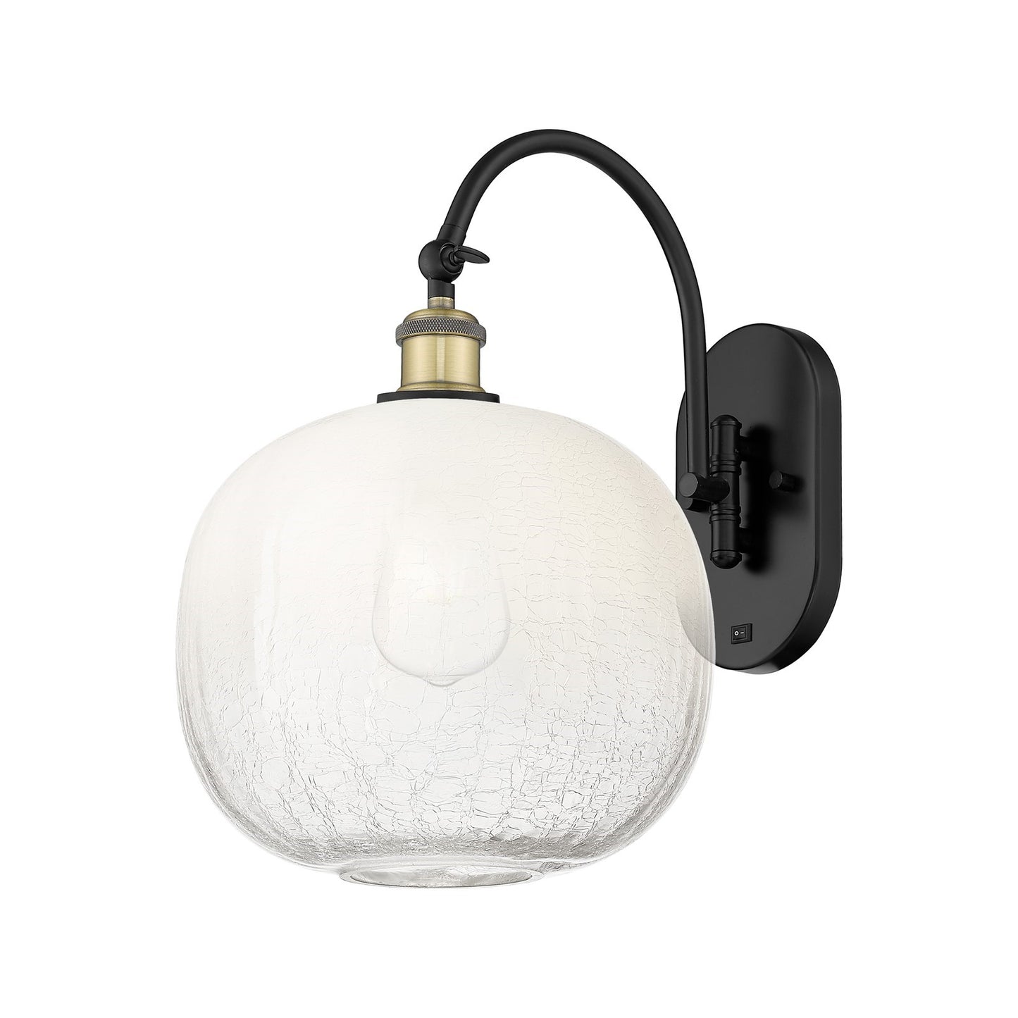 Innovations Brookhaven Sphere 11in 1-Light Wall Sconce | Industrial Black Antique Brass and Opal Glass | Hallway & Bedroom | Model 918-1W-BAB-G481-10OP