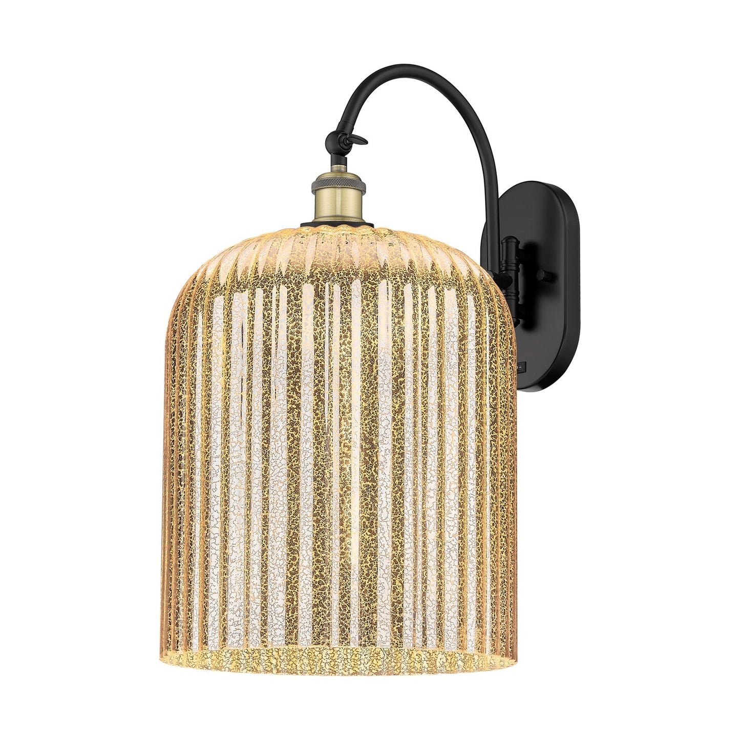 Innovations Bridal Veil 12in 1-Light Wall Sconce | Industrial Black Antique Brass and Mercury Glass | Bedroom & Hallway | Model 918-1W-BAB-G559-12ME