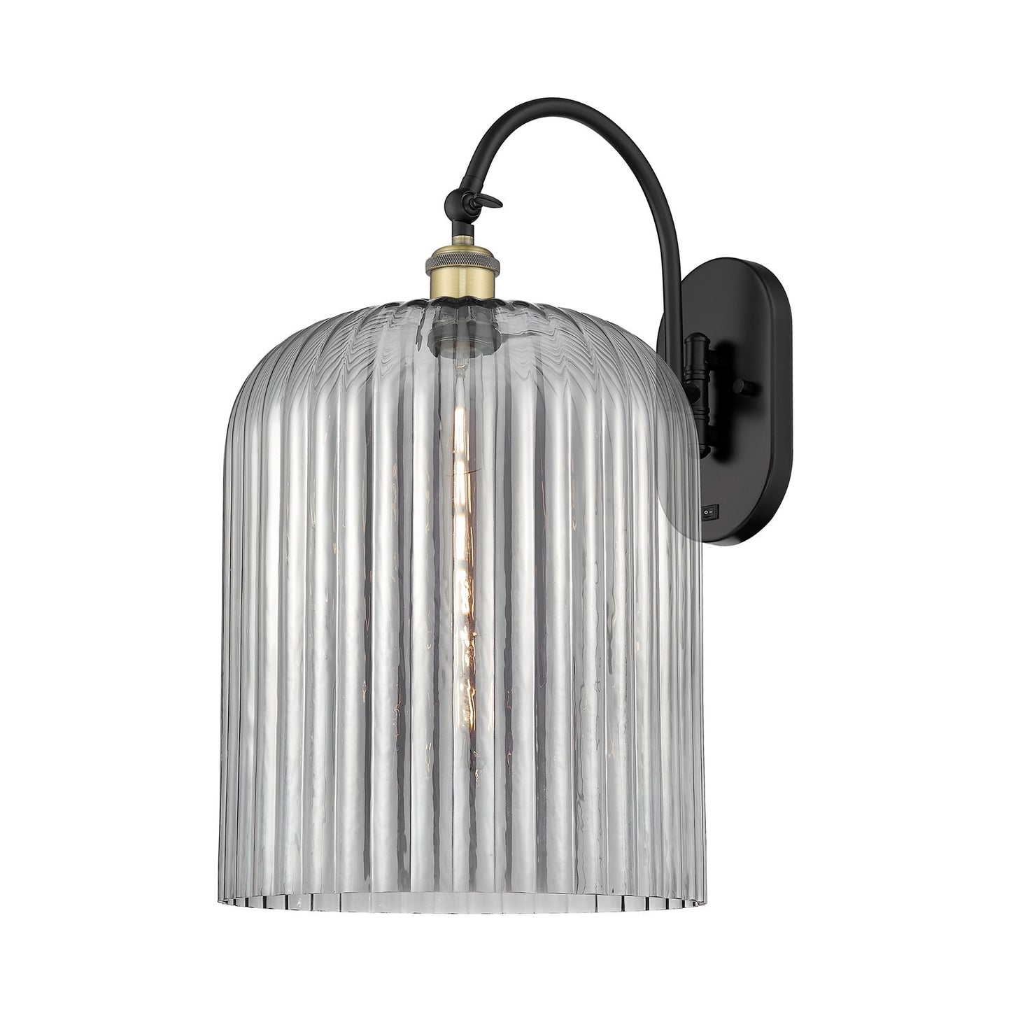 Innovations Bridal Veil 12in 1-Light Wall Sconce | Industrial Black Antique Brass and Light Smoke Glass | Hallway & Bathroom | Model 918-1W-BAB-G559-12SM
