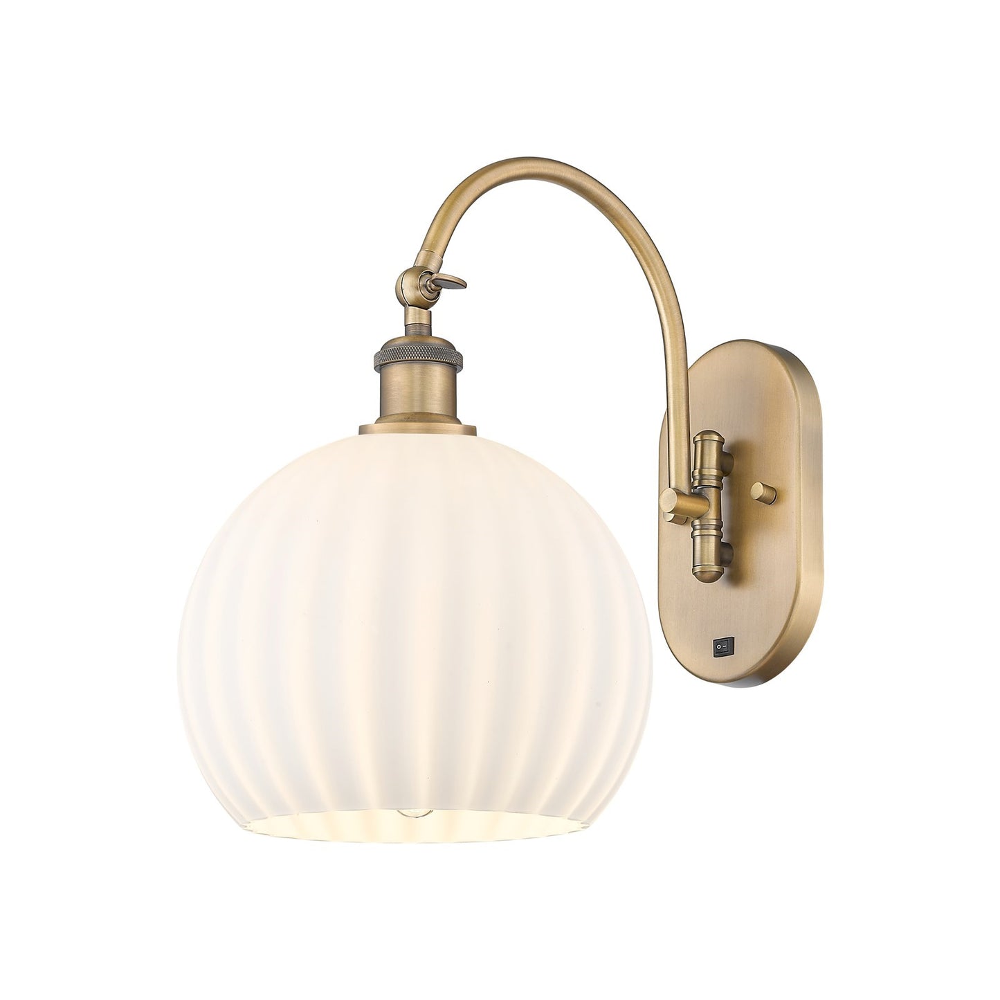 Innovations Lighting Ballston 10in 1-Light Wall Sconce | Industrial Brushed Brass and White Venetian Glass | Hallway & | Model 918-1W-BB-G1217-10WV