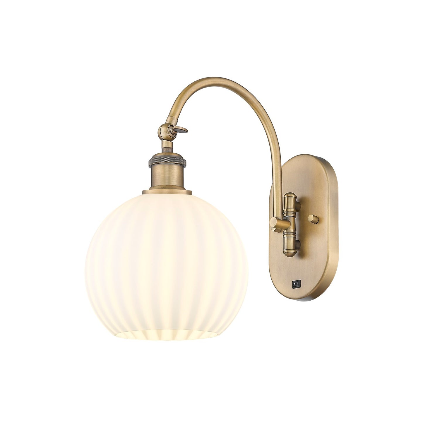 Innovations Lighting Ballston 8in 1-Light Wall Sconce | Industrial Brushed Brass and White Venetian Glass | Hallway & Bathroom | Model 918-1W-BB-G1217-8WV