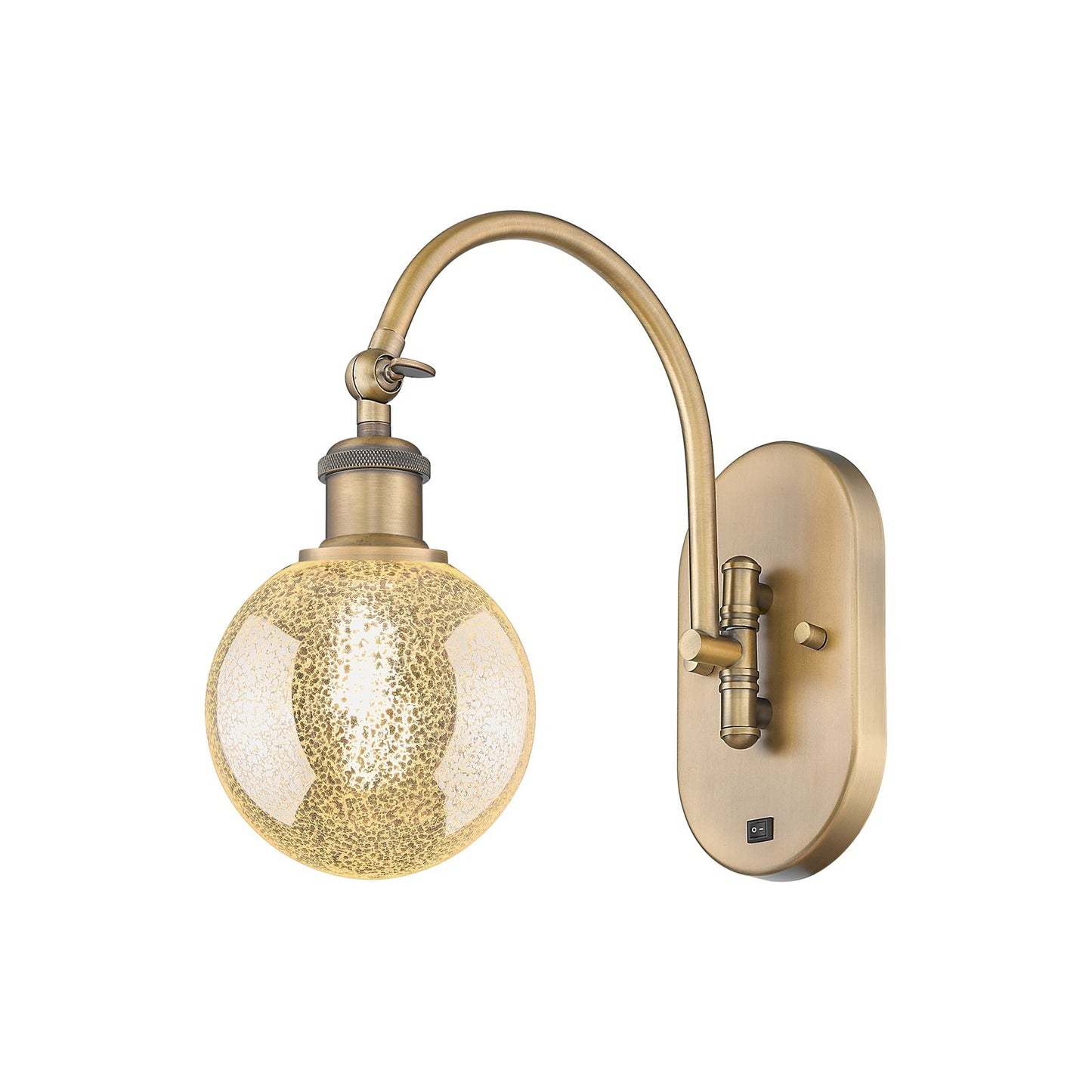 Innovations Beacon 6in 1-Light Swing Arm Lamp | Industrial Brushed Brass Steel and Mercury Glass | Bedroom & Living Room Reading | Model 918-1W-BB-G208-6
