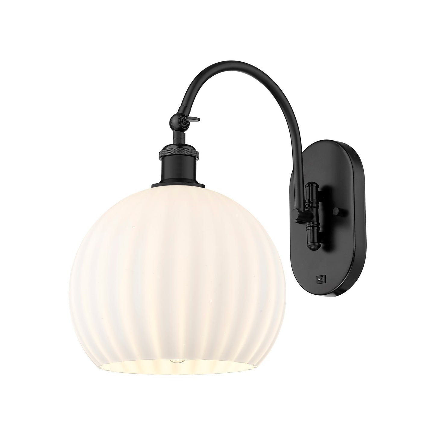 Innovations Ballston 10in 1-Light Wall Sconce | Industrial Matte Black Steel and White Venetian Glass | Bedroom & Hallway | Model 918-1W-BK-G1217-10WV