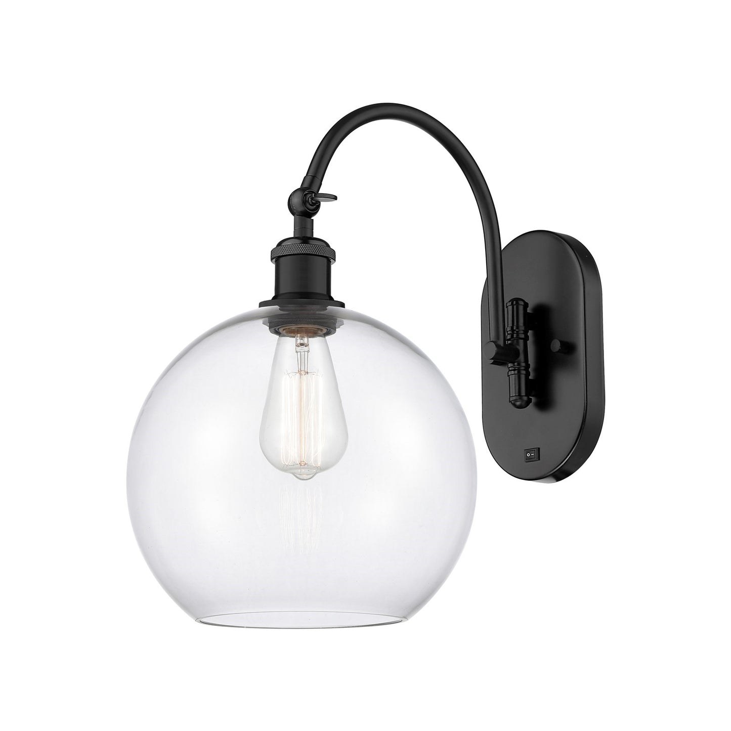 Innovations Athens 10in 1-Light Wall Sconce | Industrial Matte Black Steel and Clear Glass | Bedroom & Hallway Accent | Model 918-1W-BK-G122-10