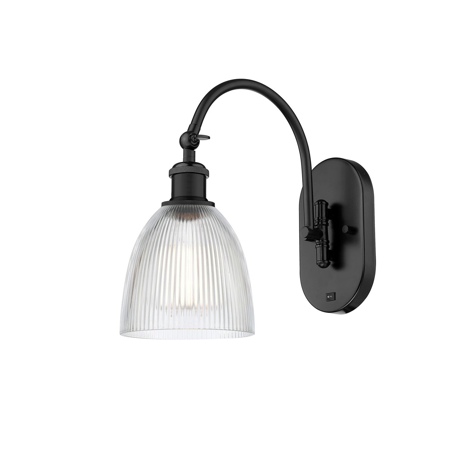 Innovations Castile 6in 1-Light Wall Sconce | Industrial Matte Black Steel and Clear Glass | Bedroom & Hallway Accent Light | Model 918-1W-BK-G382