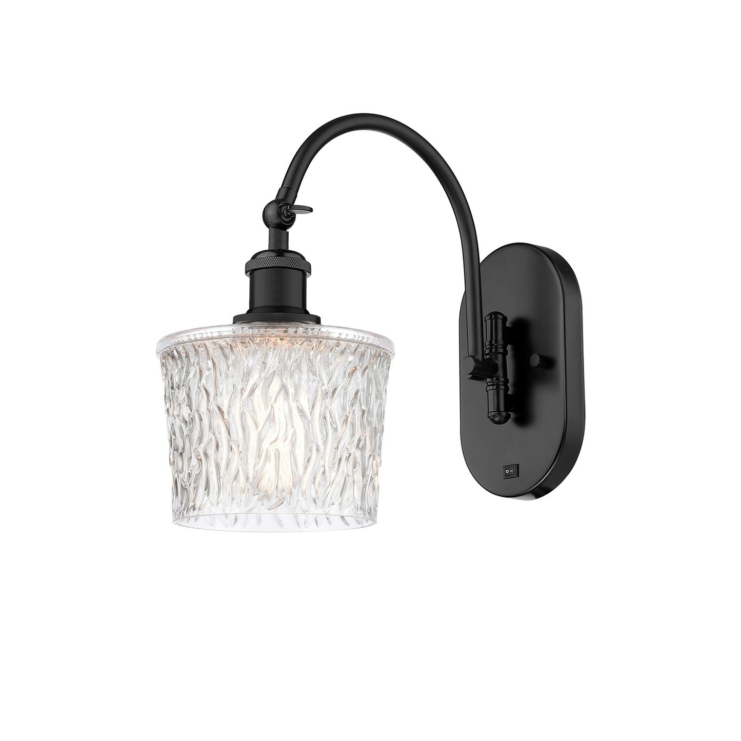Innovations Niagara 6.5in 1-Light Wall Sconce | Industrial Matte Black Steel and Clear Glass | Bedroom & Hallway Accent Light | Model 918-1W-BK-G402