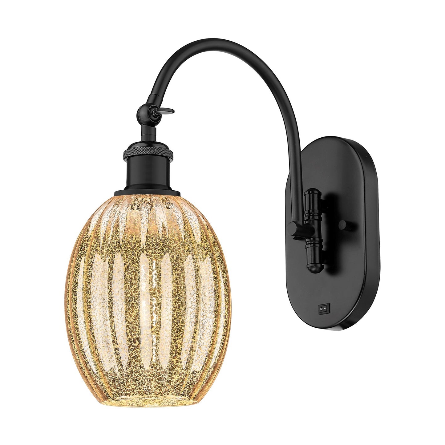 Innovations Preston Bulb 6.25in 1-Light Wall Sconce | Industrial Matte Black Steel and Mercury Glass | Hallway & Bedroom Accent | Model 918-1W-BK-G459-6ME