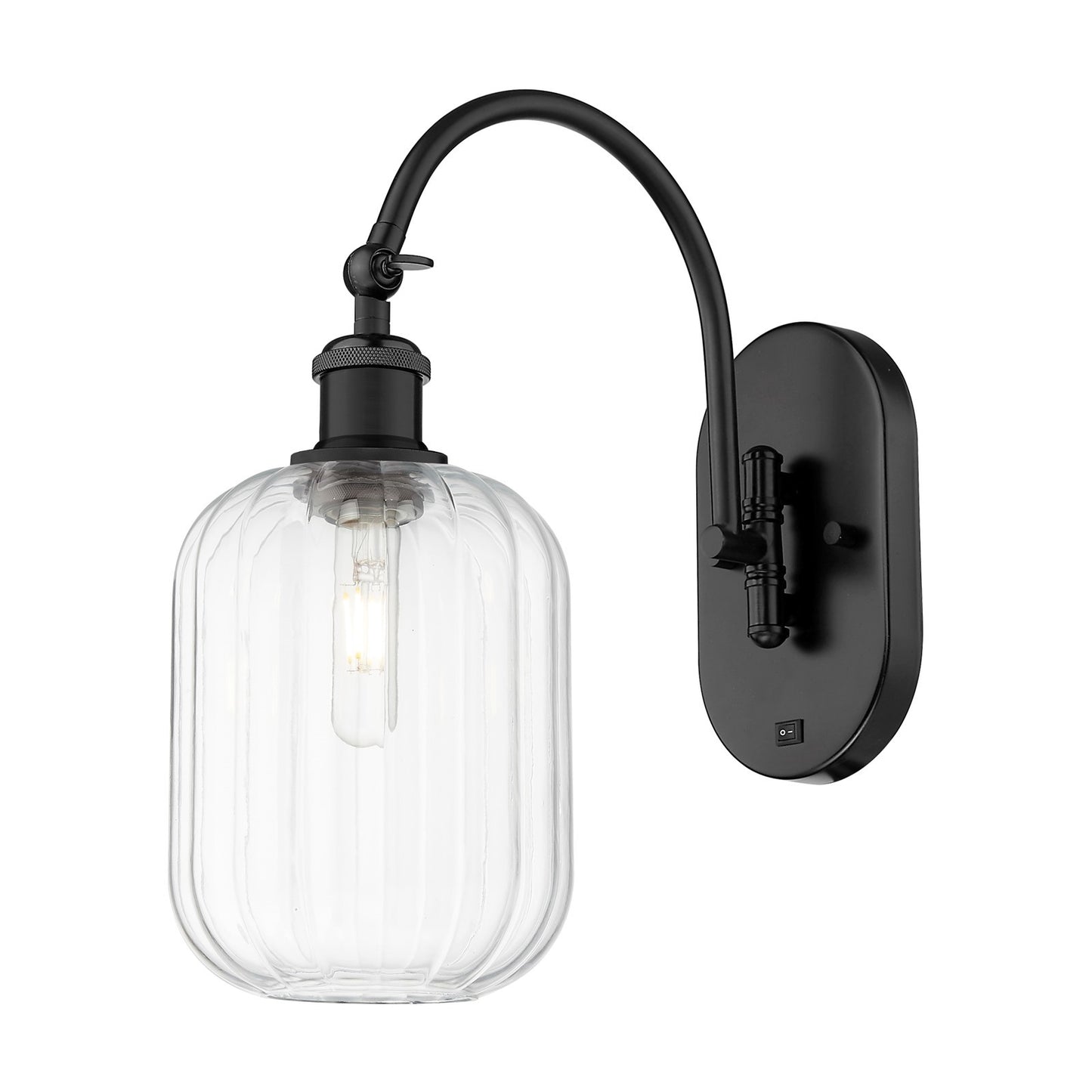 Innovations Preston Cylinder 6.75in 1-Light Wall Sconce | Industrial Matte Black Steel and Clear Glass | Hallway & Bedroom | Model 918-1W-BK-G460-7CL