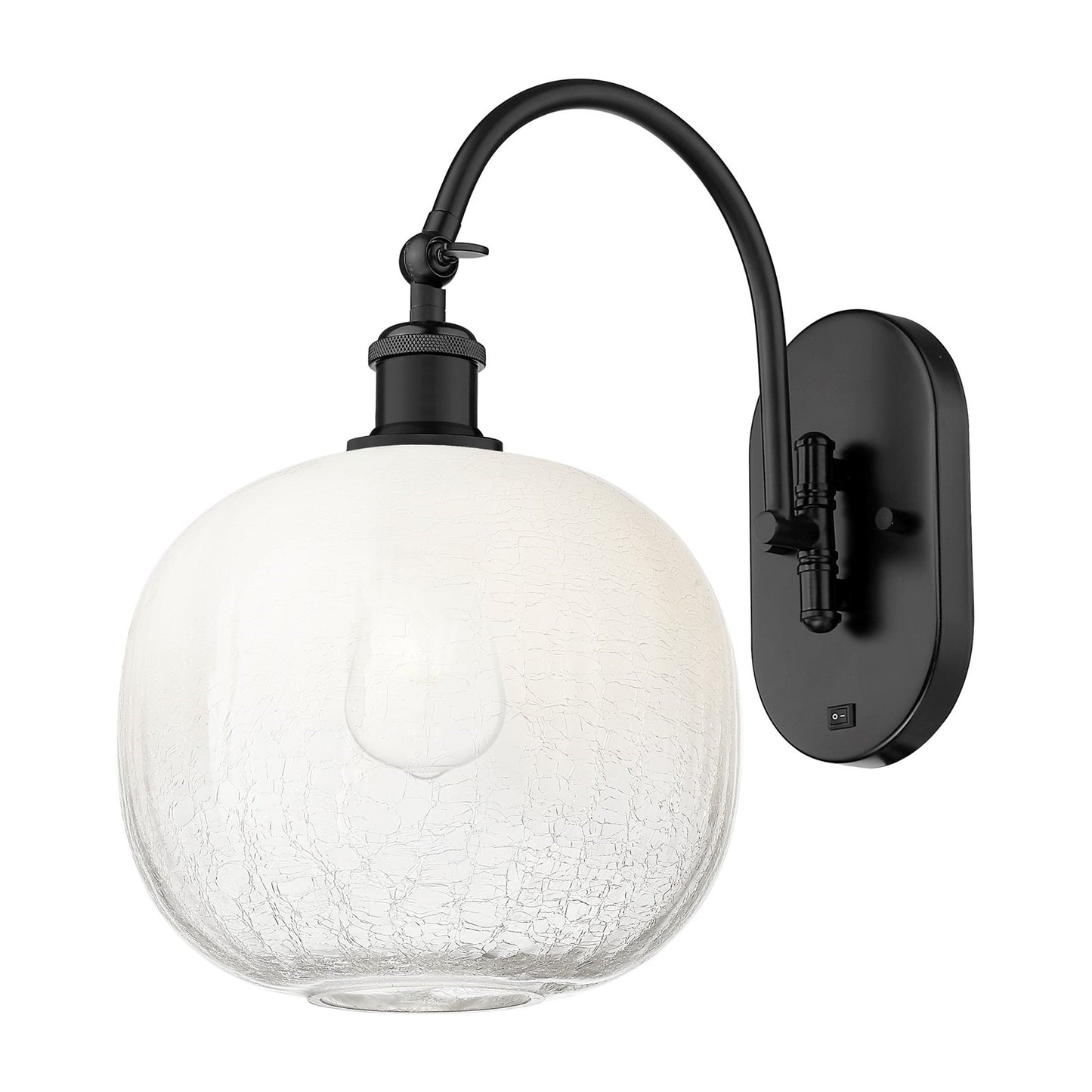 Innovations Brookhaven Sphere 10.5in 1-Light Wall Sconce | Industrial Matte Black Steel and Opal Glass | Bedroom & Hallway | Model 918-1W-BK-G481-10OP