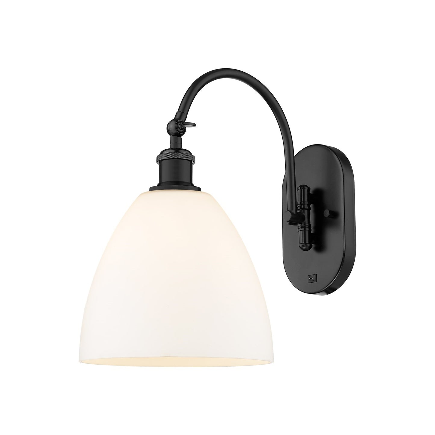 Innovations Bristol 9in 1-Light Wall Sconce | Industrial Matte Black Steel and Matte White Glass | Bedroom & Hallway Accent Light | Model 918-1W-BK-GBD-91