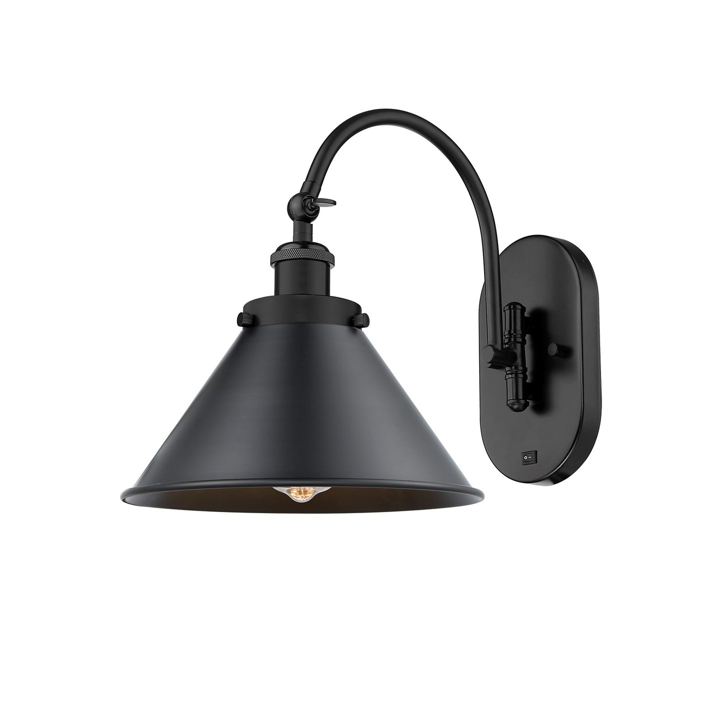 Innovations Briarcliff 10in 1-Light Swing Arm Wall Sconce | Industrial Matte Black Steel and Cast Brass with Matte Black Metal | Model 918-1W-BK-M10-BK
