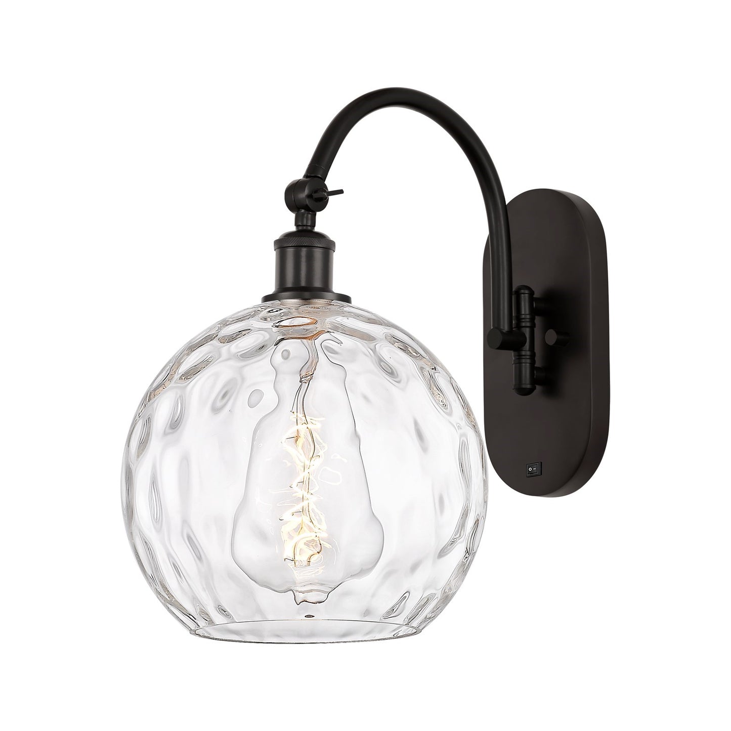Innovations Athens Water Glass 10in 1-Light Wall Sconce | Industrial Oil Rubbed Bronze Steel and Clear Water Glass | Bedroom & | Model 918-1W-OB-G1215-10