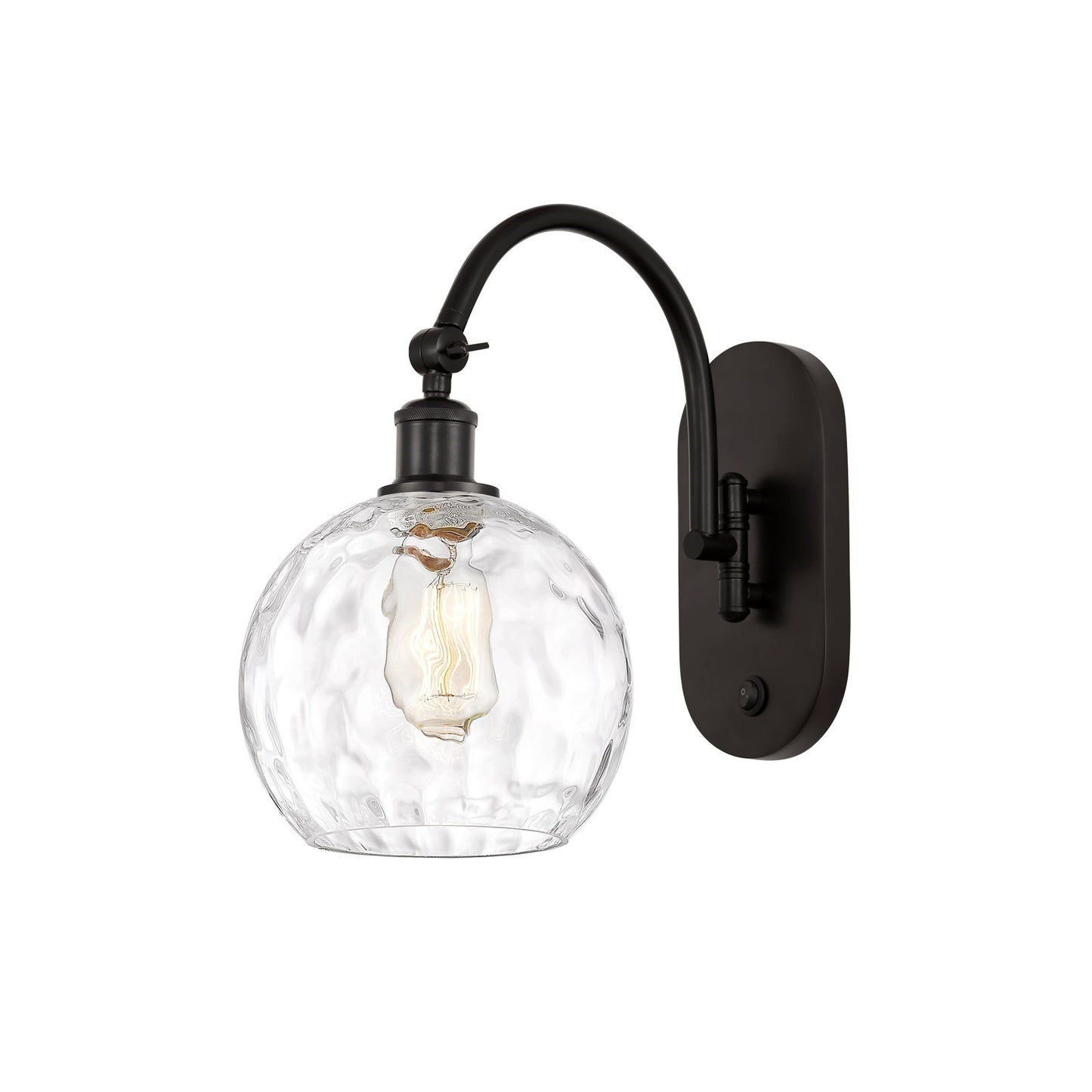 Innovations Athens Water Glass 8in 1-Light Wall Sconce | Industrial Oil Rubbed Bronze Steel and Clear Water Glass | Kitchen & | Model 918-1W-OB-G1215-8