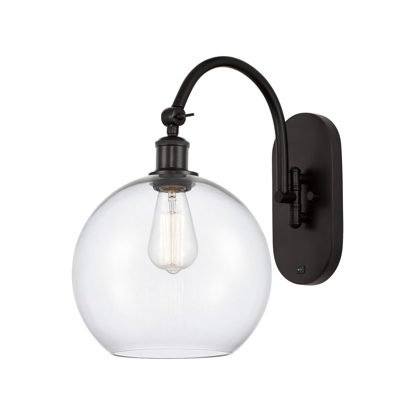 Innovations Athens 10in 1-Light Wall Sconce | Industrial Oil Rubbed Bronze Steel and Clear Glass | Hallway & Bathroom Accent | Model 918-1W-OB-G122-10