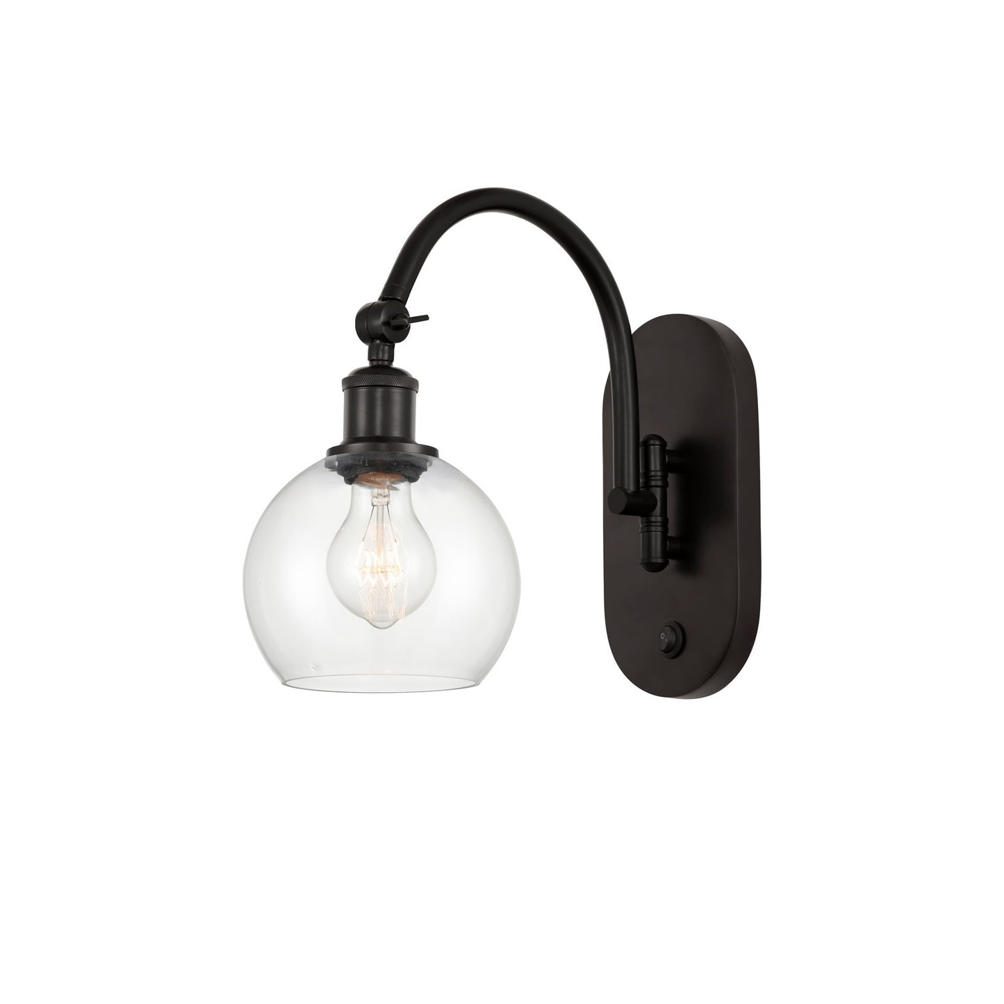 Innovations Athens 6in 1-Light Wall Sconce | Industrial Oil Rubbed Bronze Steel and Clear Glass | Hallway & Bathroom Accent | Model 918-1W-OB-G122-6
