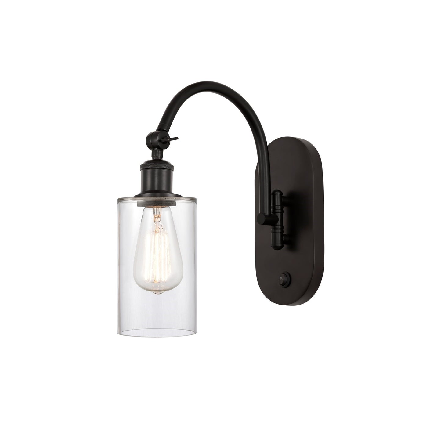 Innovations Clymer 1-Light Wall Sconce | Industrial Oil Rubbed Bronze Steel and Clear Glass | Bedroom & Hallway Accent Light | Model 918-1W-OB-G802