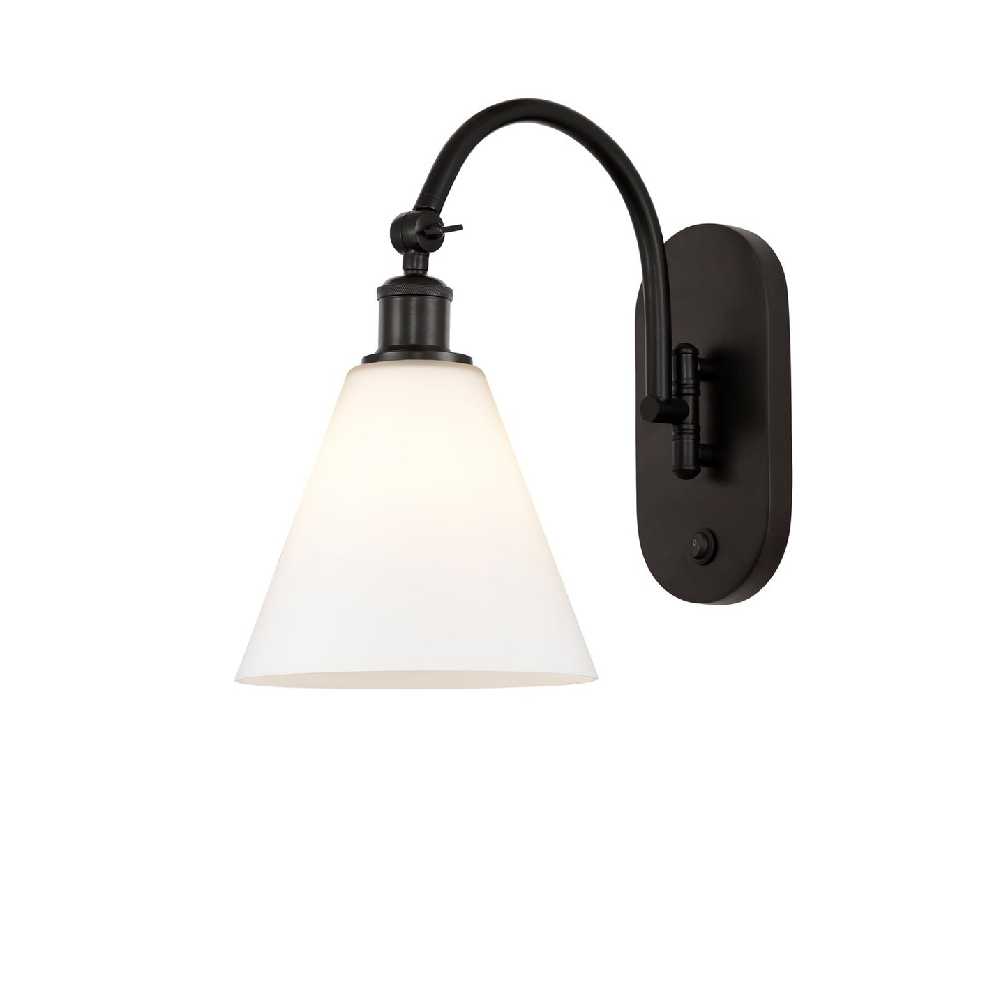 Innovations Berkshire Glass 1-Light 8in Wall Sconce | Industrial Oil Rubbed Bronze Steel and Matte White Cased Glass | Hallway & | Model 918-1W-OB-GBC-81