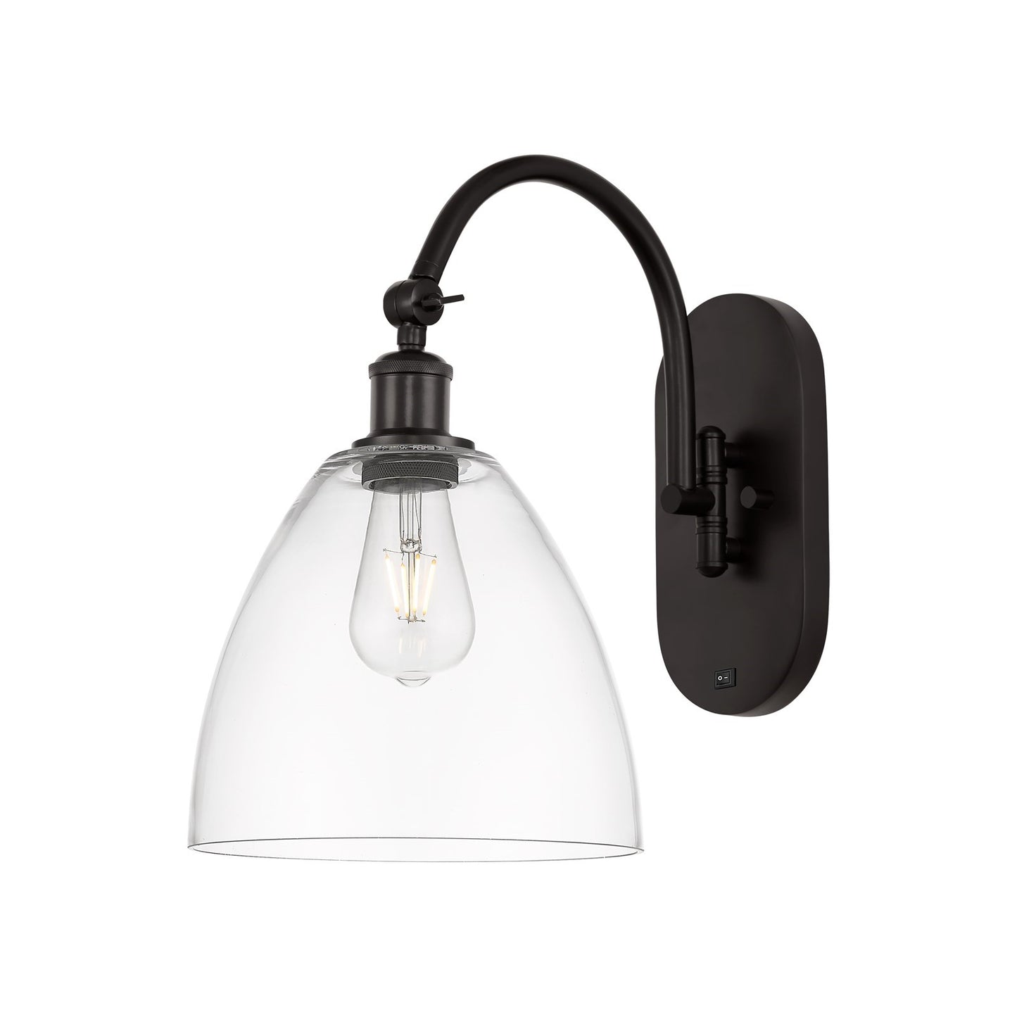 Innovations Bristol 9in 1-Light Wall Sconce | Industrial Oil Rubbed Bronze Steel and Clear Glass | Hallway & Bathroom Accent | Model 918-1W-OB-GBD-92
